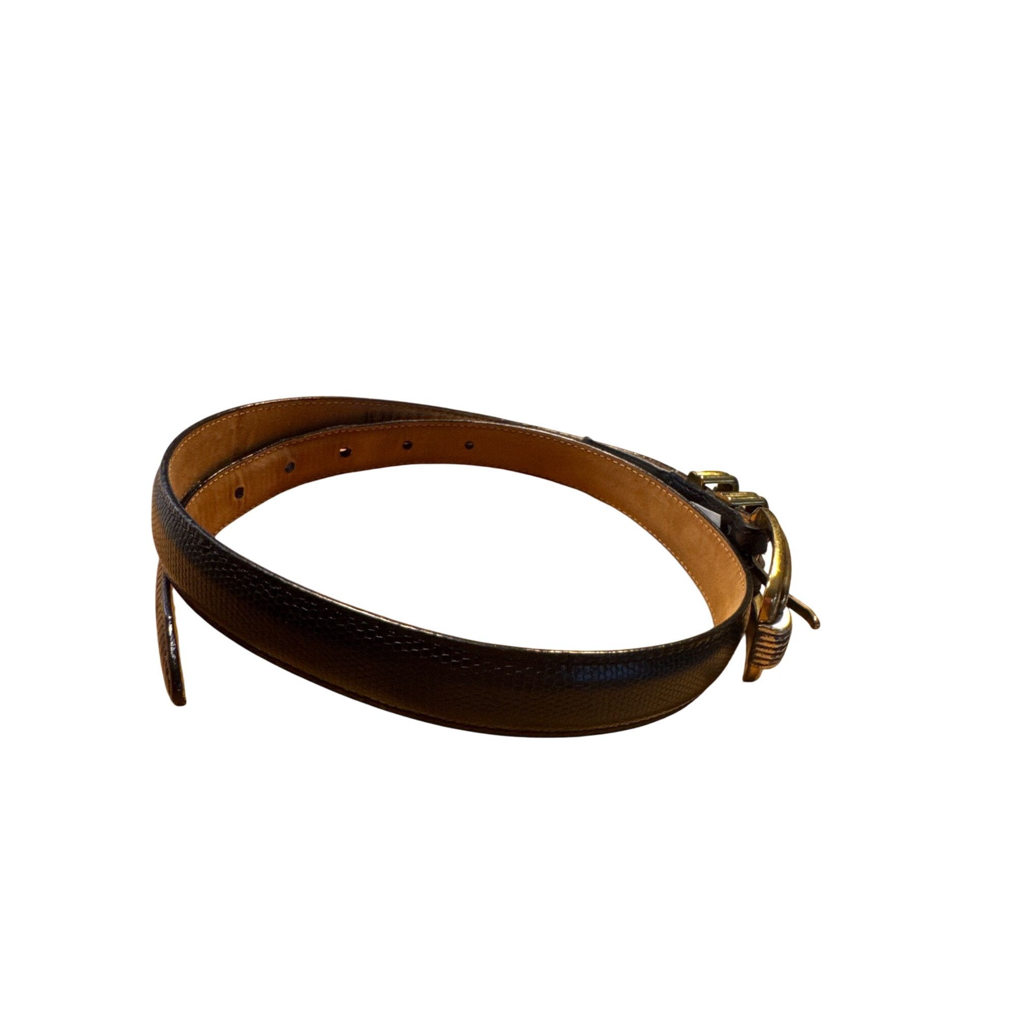 Brighton Brighton Womens Black & Gold Two-Tone Buckle Belt M/30 SKU 6 Size ONE SIZE - 2 Thumbnail