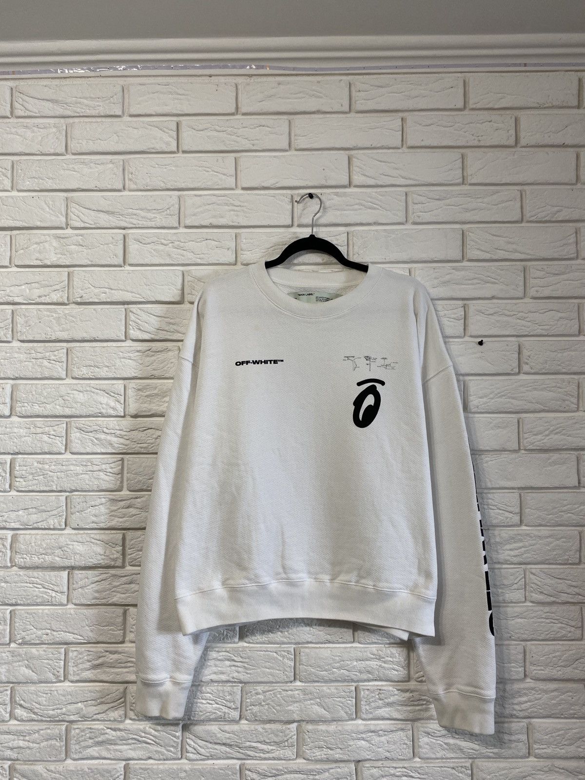 Off-White Split Halftone Arrows Oversized Crew Sweatshirt