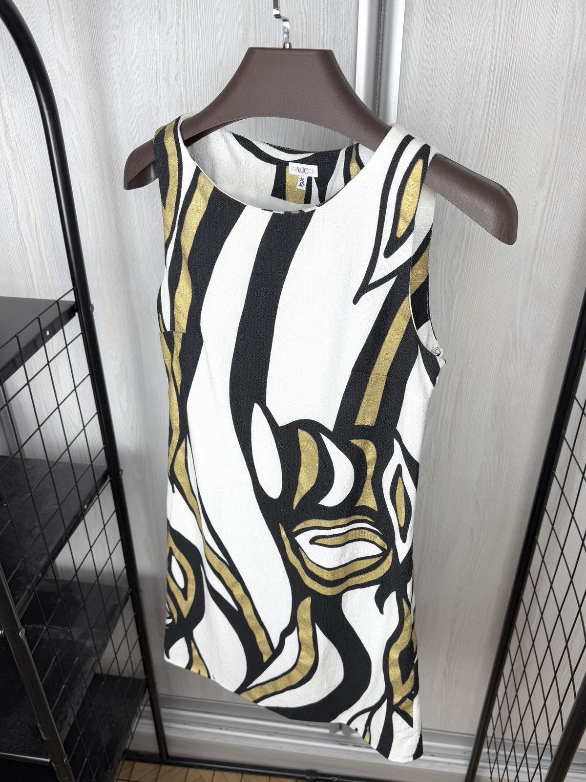 Versace Jeans Couture Versace Jeans Couture white abstract print knee length dres Size S / US 4 / IT 40 - 6 Thumbnail