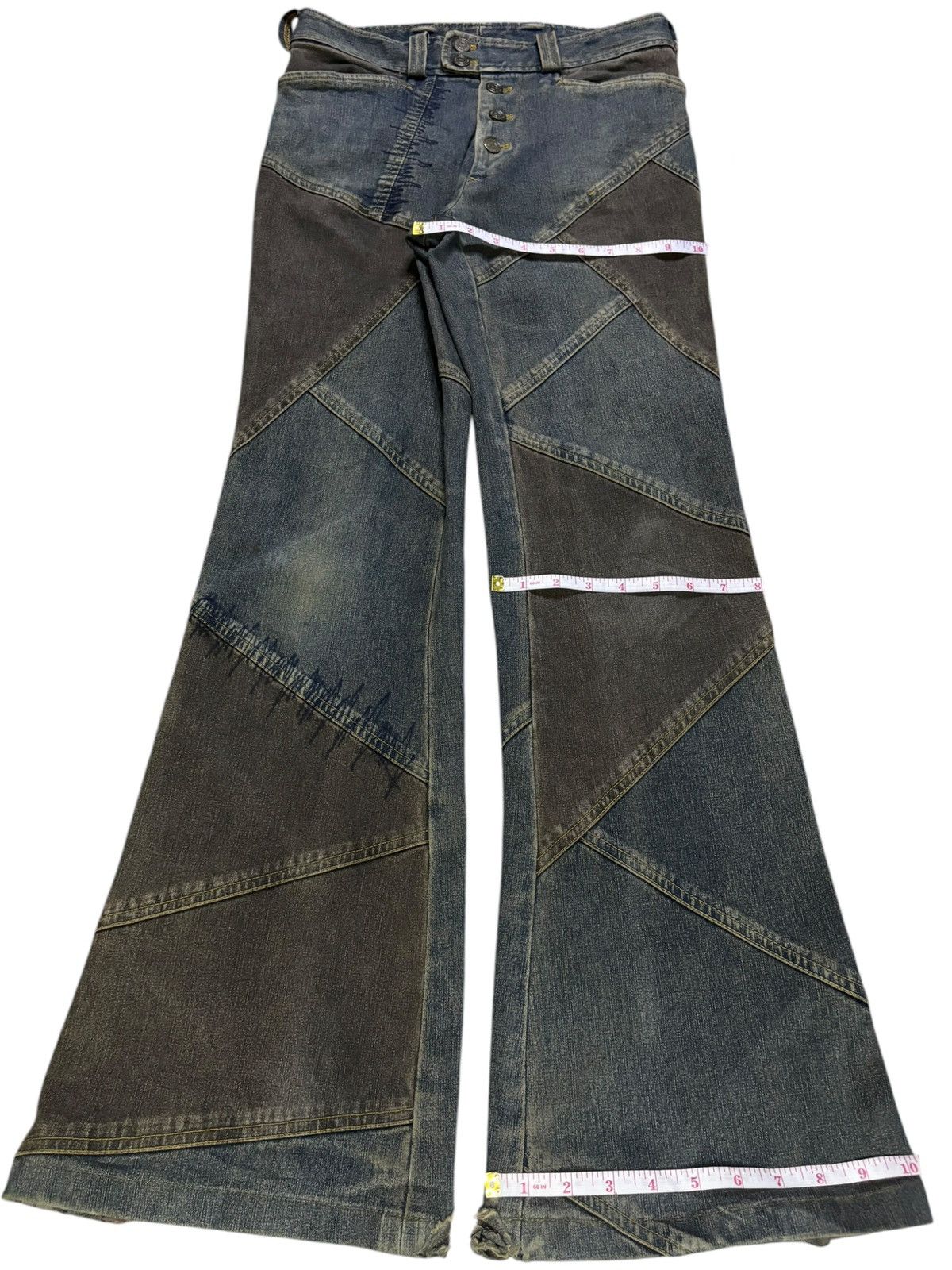 Tornado Mart Vintage Tornado Mart Button Fly Mud Wash Distress Flare Jean Size US 29 - 12 Thumbnail