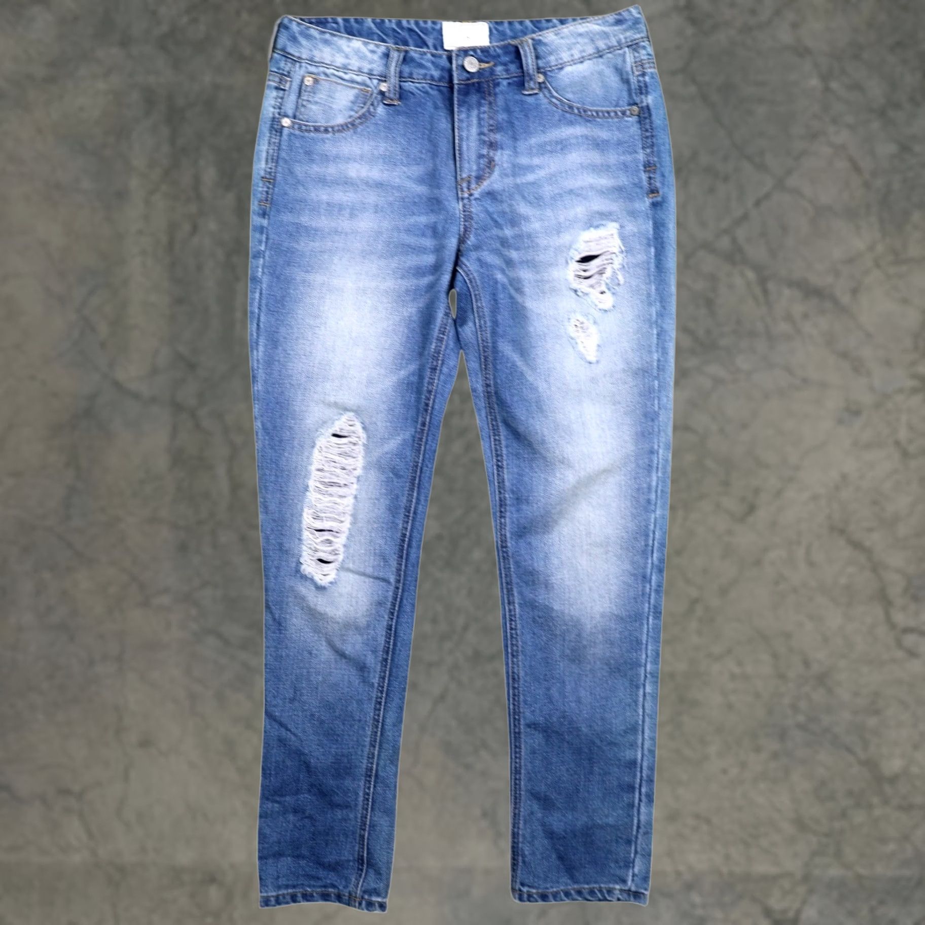 Vintage CELEBRITY PINK Women's Blue Distressed Denim Jeans Straight Leg Size 27 Size 27" / US 4 / IT 40 - 1 Thumbnail