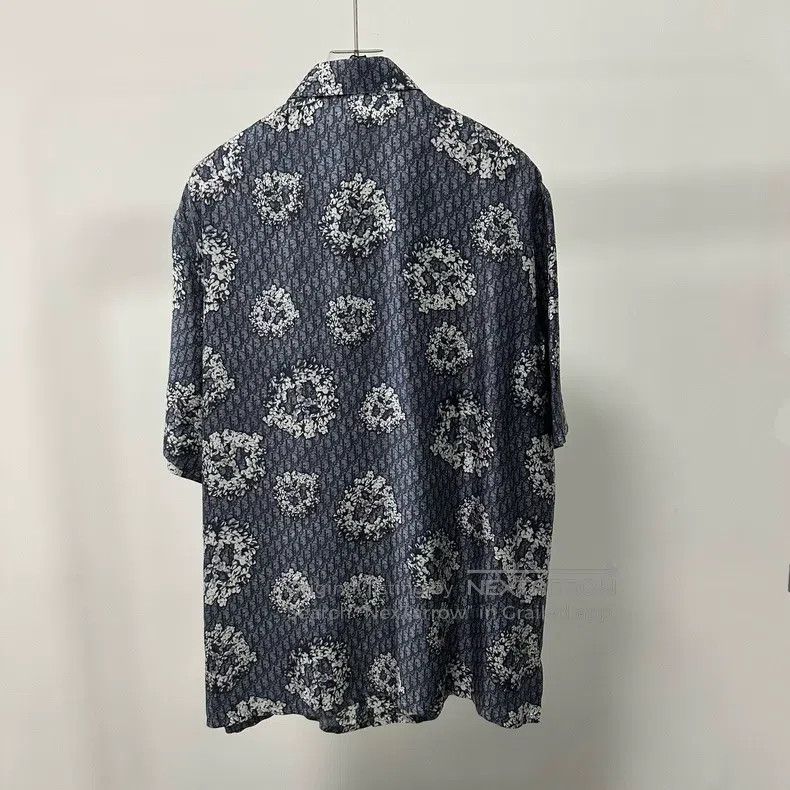 Dior Dior Size 41 Blue silk full logo short-sleeved shirt Size US XS / EU 42 / 0 - 4 Thumbnail