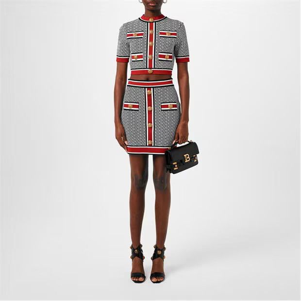 Balmain o1g2r1mq0924 Cropped Jumper in Multicolor Size S / US 4 / IT 40 - 6 Thumbnail