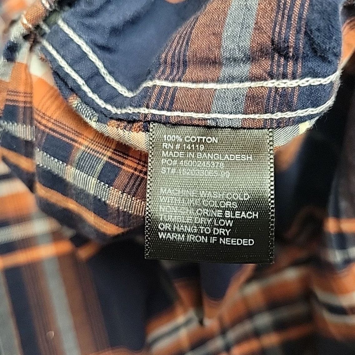Vintage Ely 1878 Western Shirt Men XL Navy Orange Plaid Pearl Snap Cowboy Rodeo Size US XL / EU 56 / 4 - 5 Thumbnail