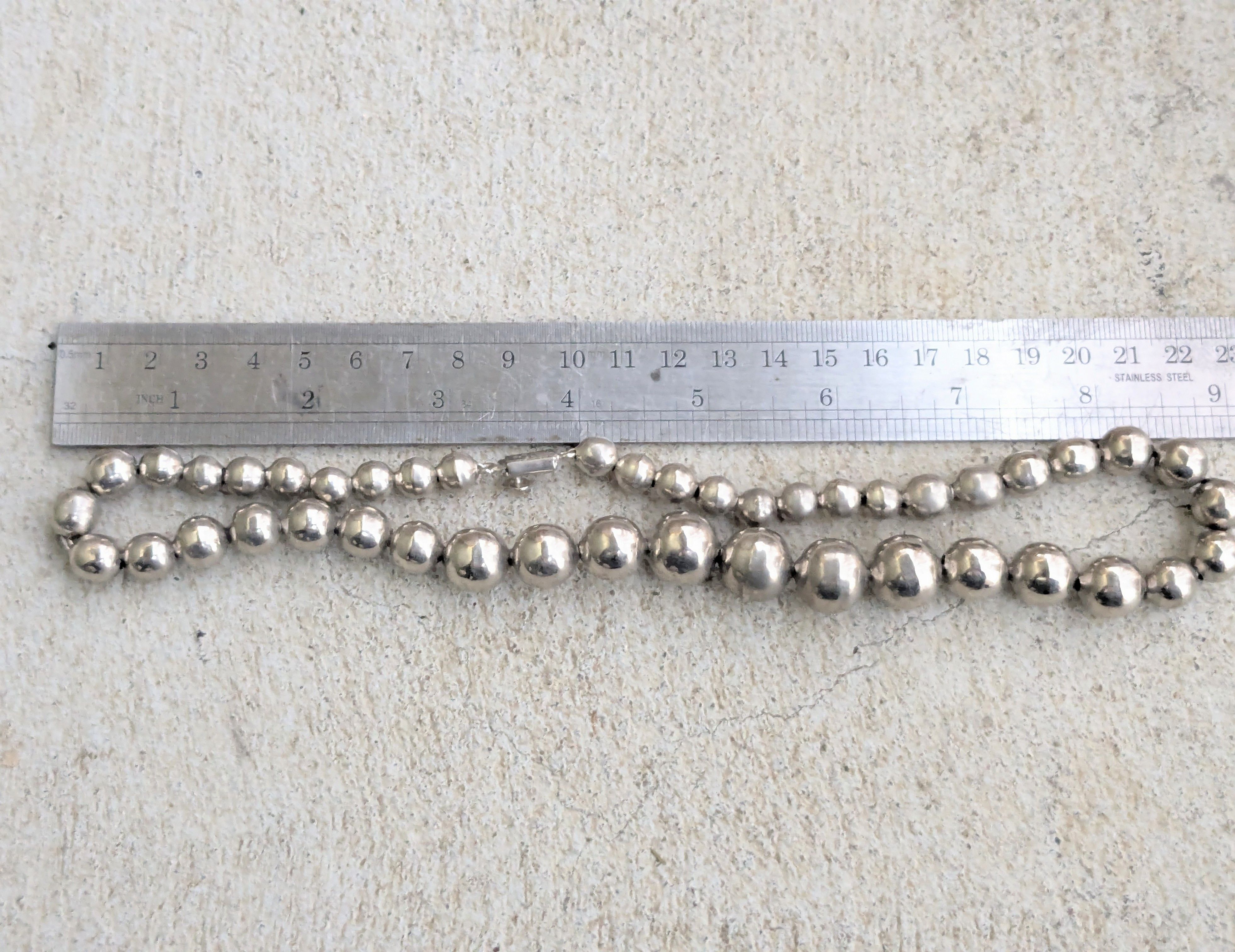 Sterling Silver Sterling Silver Necklace Ball Round Graduated Beads 18" Size ONE SIZE - 11 Thumbnail