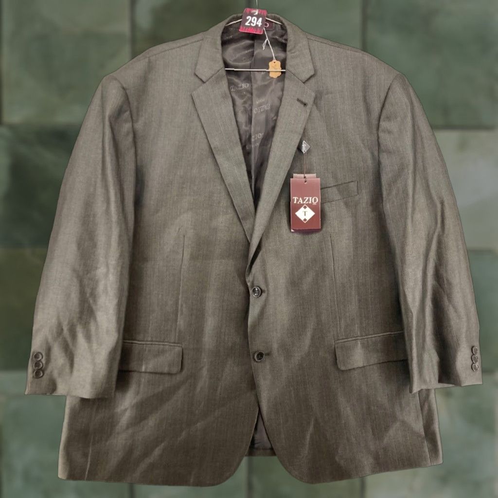 Tazio Tazio Suit Jacket Mens 52R - Gray Solid - Single-Breasted, Notch Lapel, Three-Button Sleeve - Regular Fit, 1 Piece, Dry Clean Only, NWT, 52R Size 52R - 1 Thumbnail