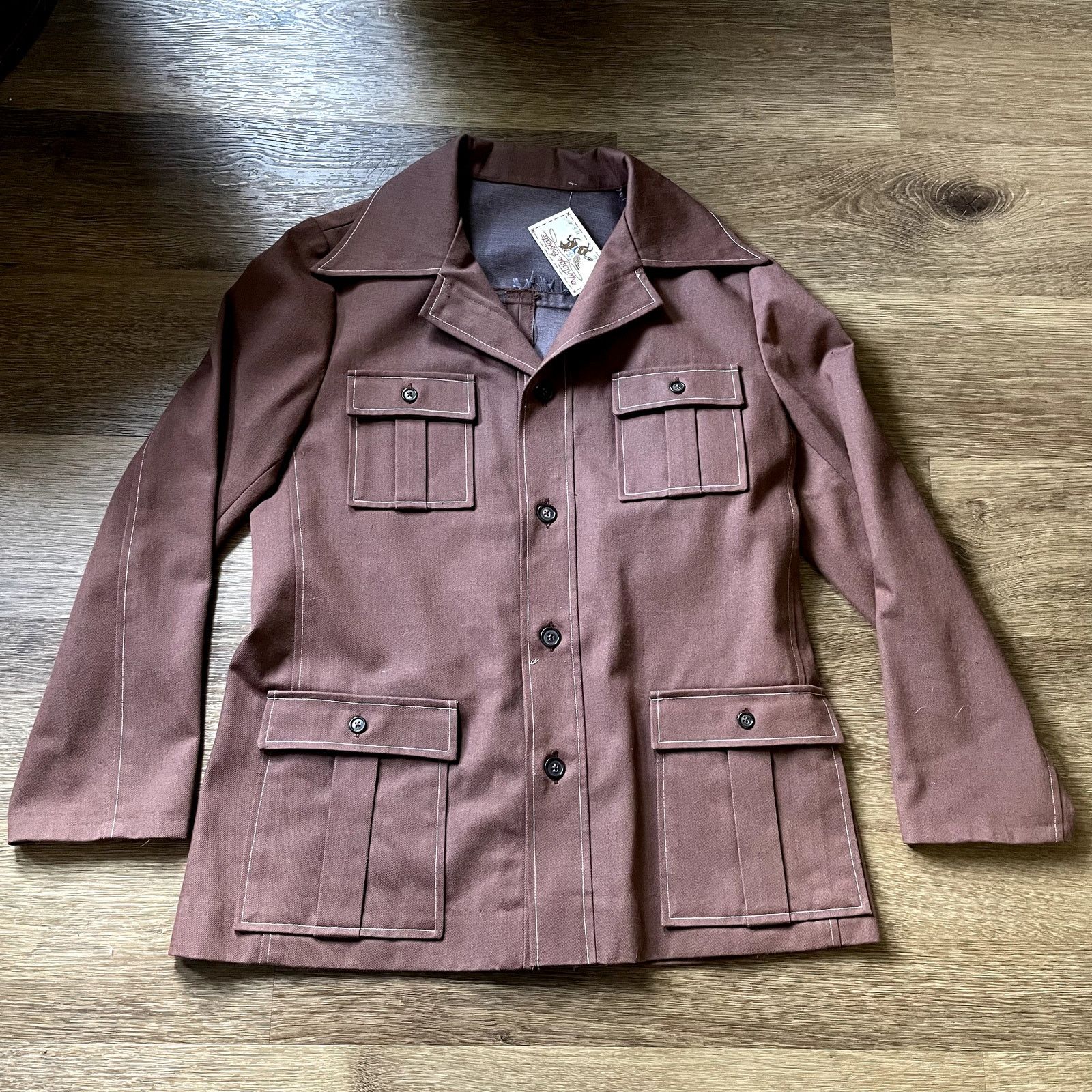 Vintage 70's Chocolate Brown Work Jacket- Size Men's Large Size US L / EU 52-54 / 3 - 1 Thumbnail