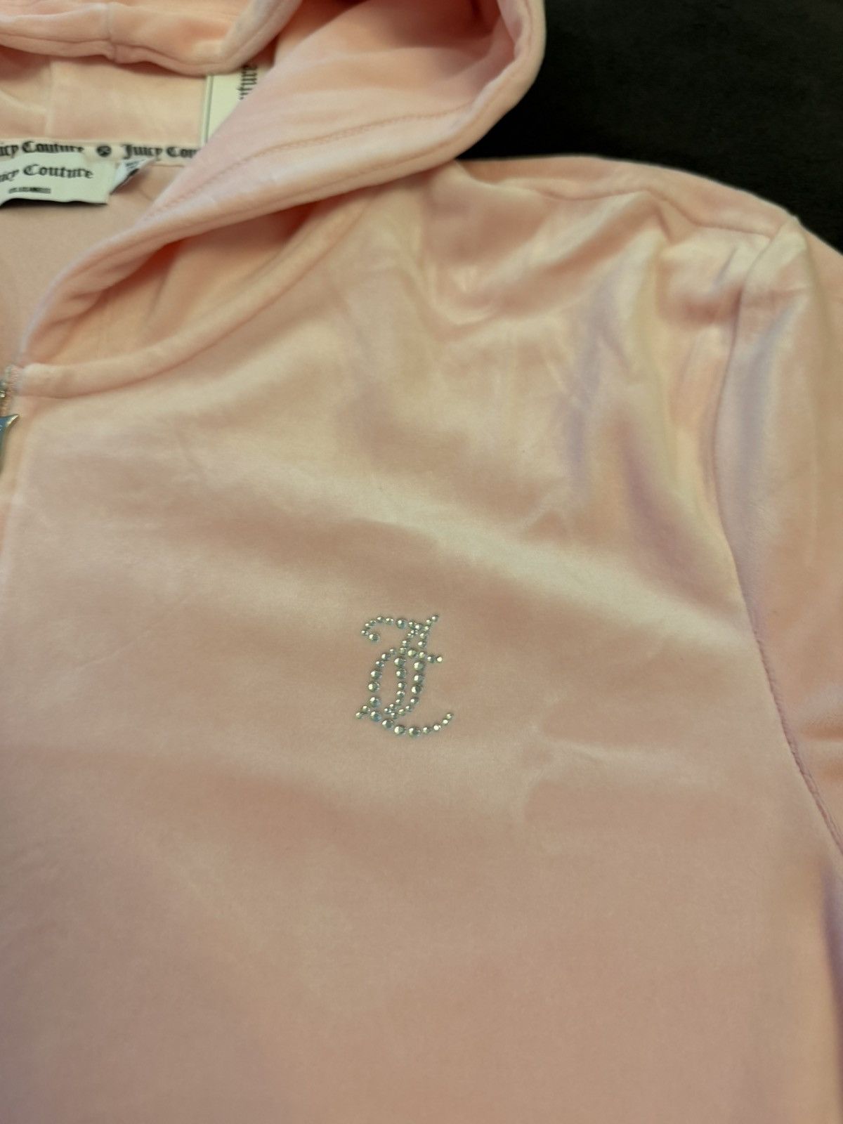 Juicy Couture Juicy Couture Pink Velour Quarter-Zip Cropped Hoodie L, NWT Size L / US 10 / IT 46 - 2 Thumbnail