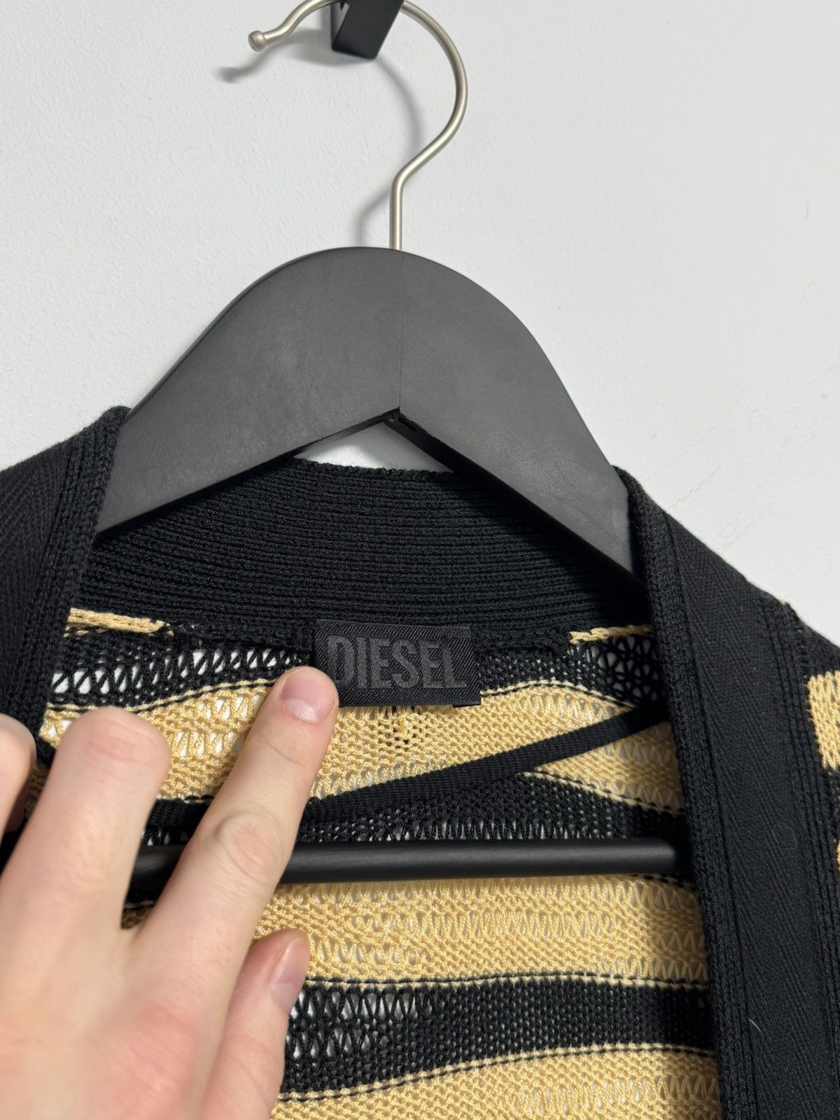 Diesel DIESEL Brand Black Beige Stripe Knit Sweater Cardigan Bolero Size XS / US 0-2 / IT 36-38 - 15 Thumbnail