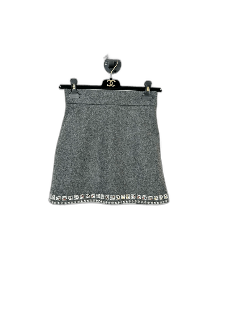 Prada Miumiu Wool Crystal Embellished Skirt -2505 Size 35" - 1 Thumbnail