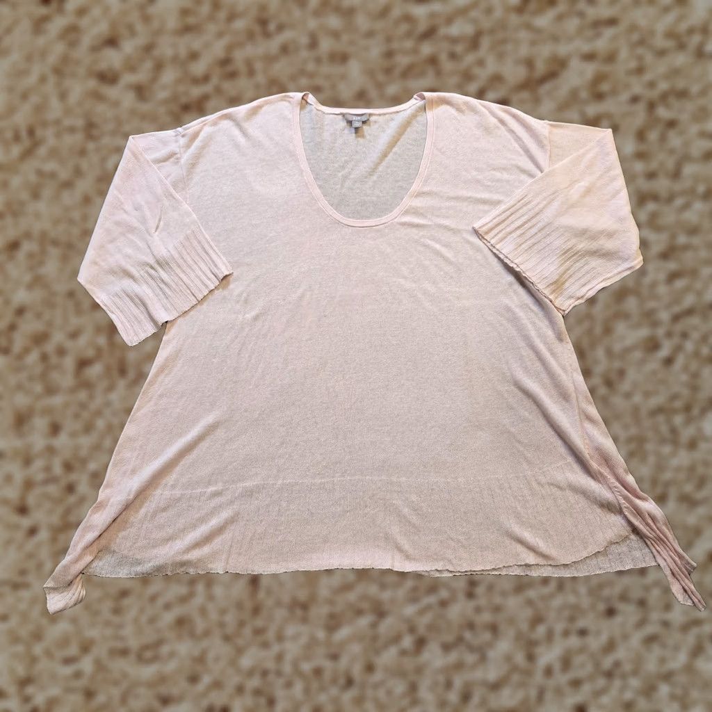 J. Jill J. Jill Sweater Womens XL Pink Linen Blend Knit Oversized Pleated Casual Pullover Shirt Sleeve 3/4 Round Neck Vintage No Size XL / US 12-14 / IT 48-50 - 1 Thumbnail