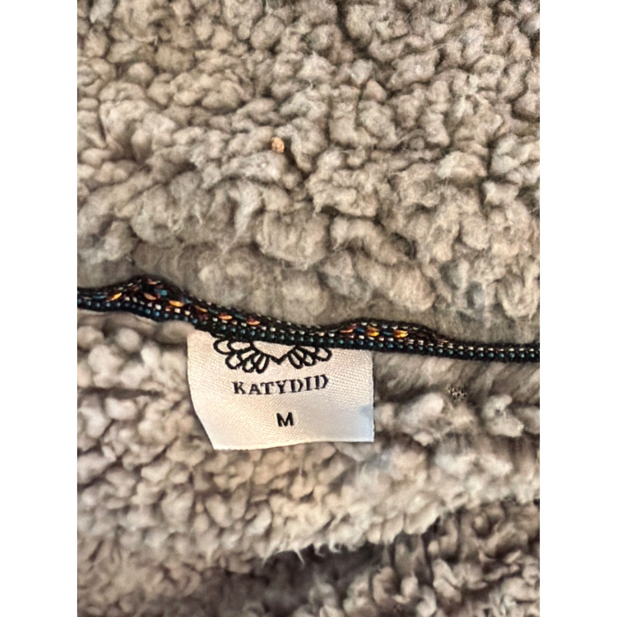 Other Katydid Gray Fleece Sherpa Quarter Zip Pullover Leather Zipp Size M / US 6-8 / IT 42-44 - 4 Thumbnail