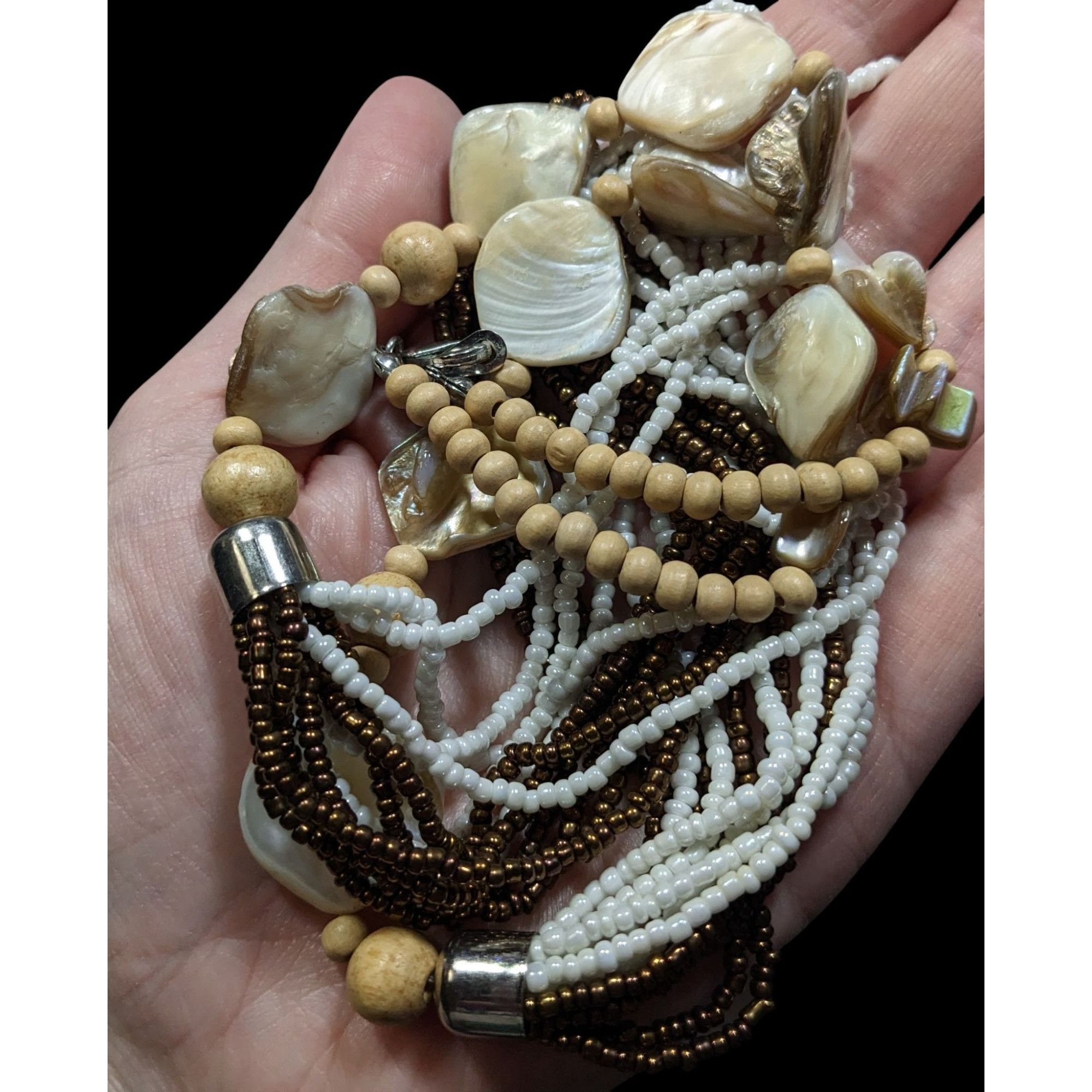 Other Vintage Bohemian Shell Glass And Wood Beaded Necklace Size ONE SIZE - 4 Thumbnail