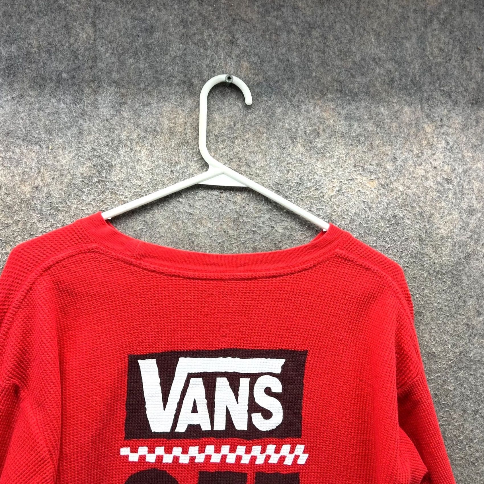 Vans VANS Shirt Womens Small Red Waffle Knit Cropped Top Thermal Long Sleeve Size S / US 4 / IT 40 - 6 Thumbnail