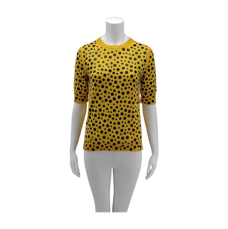 Louis Vuitton Spring Yellow Wool Polka Dot Top 0089
