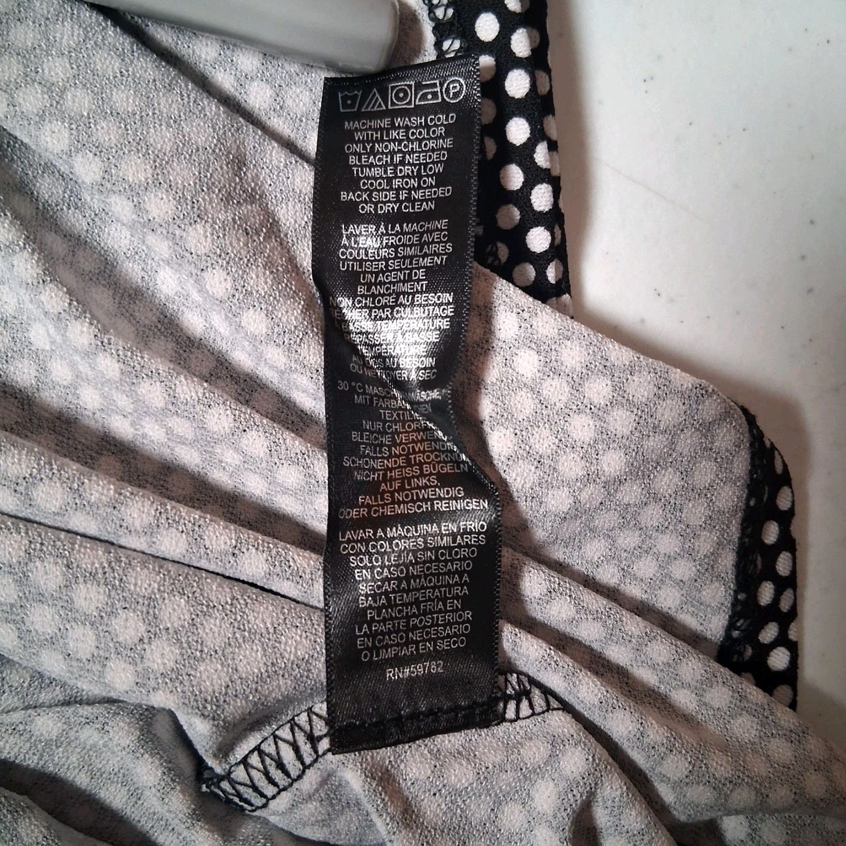 Adrianna Papell Adrianna Papell Blouse Large Black White Polka Dot Tie Neck Stretch NEW Size L / US 10 / IT 46 - 4 Thumbnail
