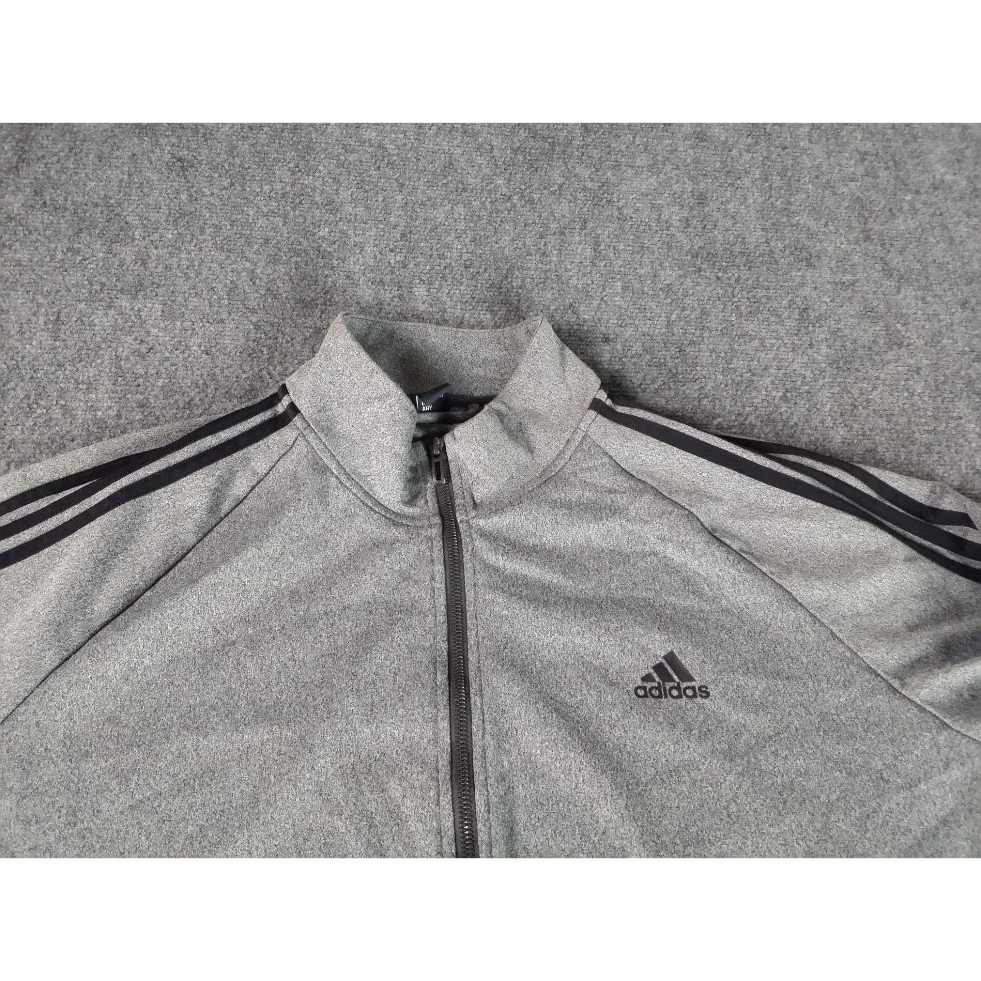 Adidas Adidas 3 Stripe Full Zip Tricot Tracktop Men Sz M Gray Black Size US M / EU 48-50 / 2 - 2 Thumbnail