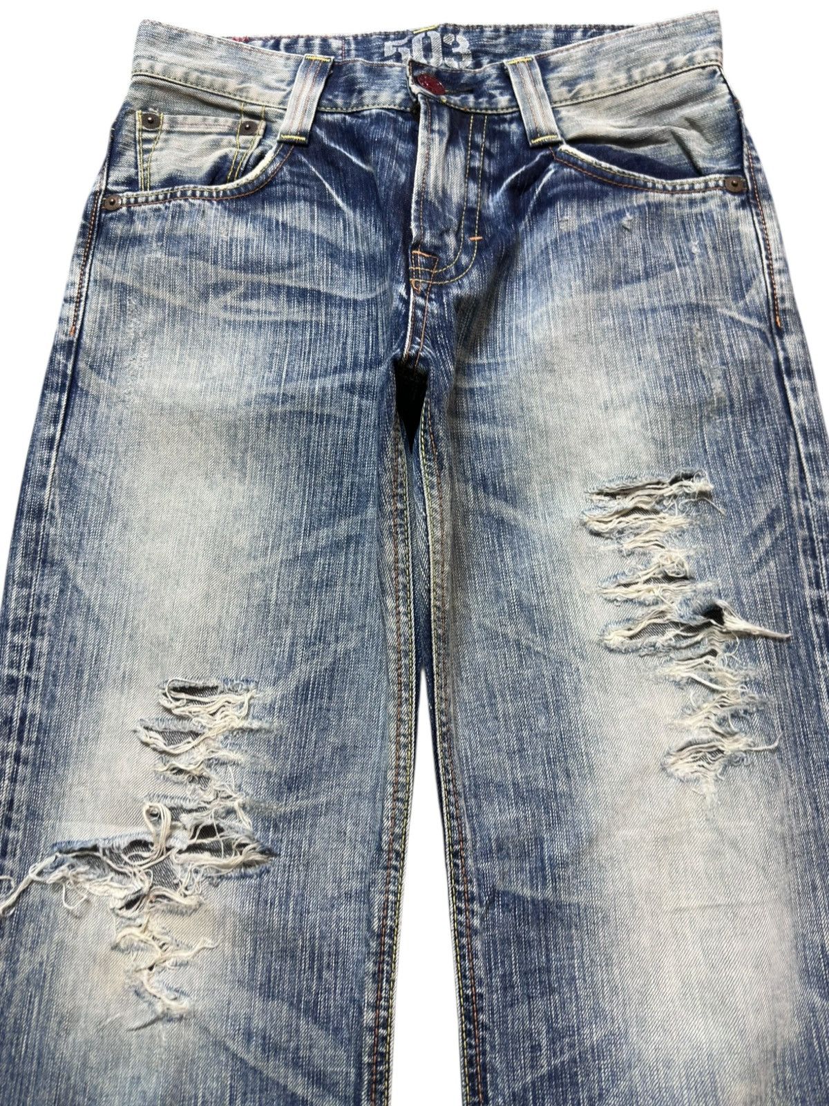 Edwin Vintage Edwin 503 Bluetrip Flare Faded Grunge Denim Size US 31 - 2 Thumbnail