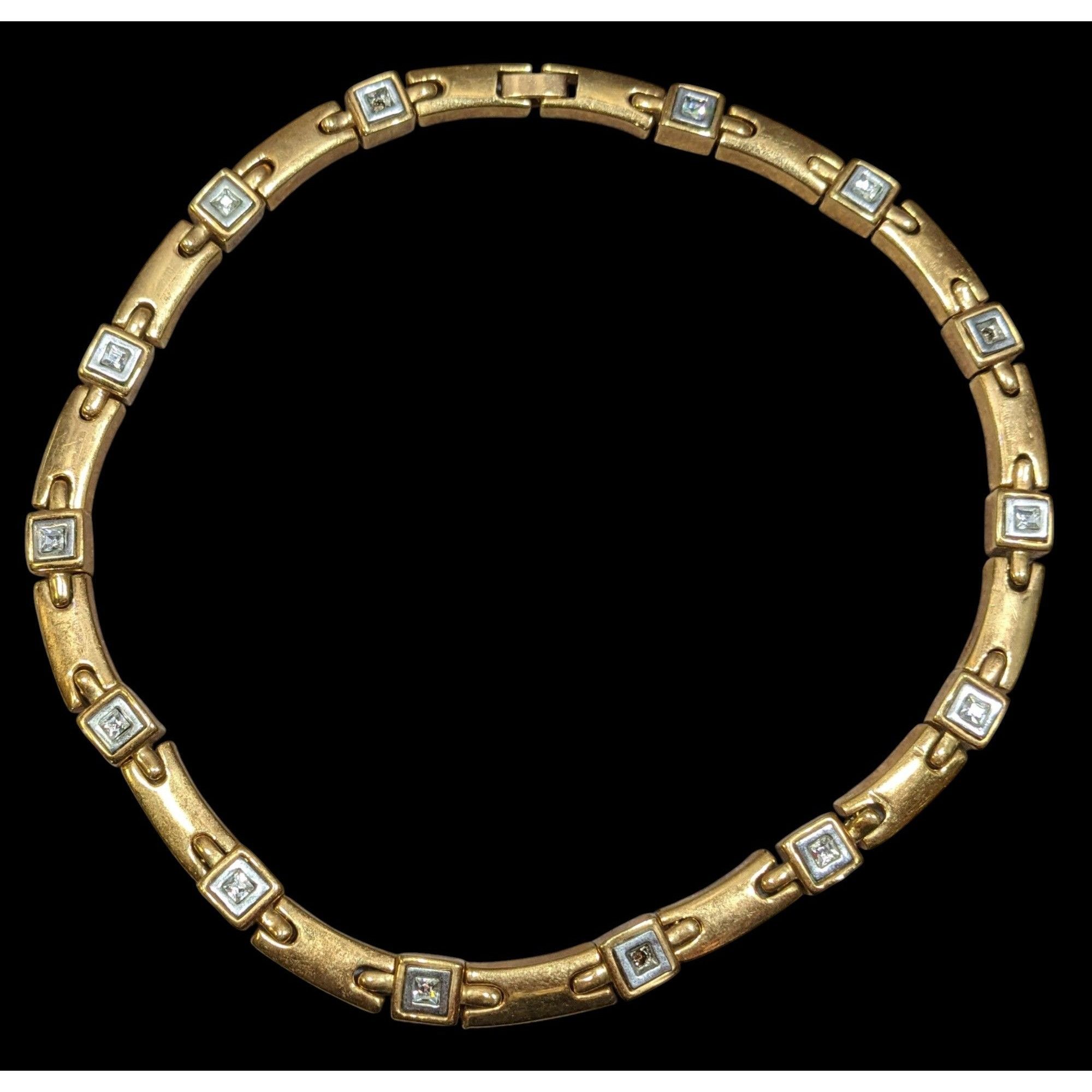 Other Vintage Elegant Stylized Link Chain Necklace With Rhinestone Size ONE SIZE - 1 Thumbnail