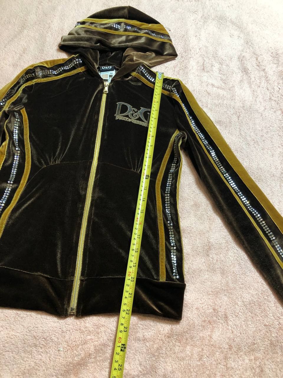 Dolce & Gabbana Dolce & Gabbana Brown Velour Rhinestone Logo Hoodie Size M / US 6-8 / IT 42-44 - 10 Thumbnail
