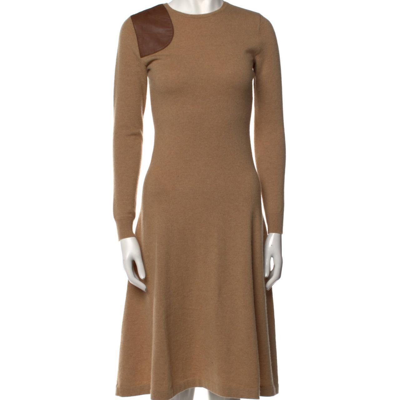 Ralph Lauren Women's Ralph Lauren 100% Cashmere Leather Patch Midi Dress Size S / US 4 / IT 40 - 1 Thumbnail