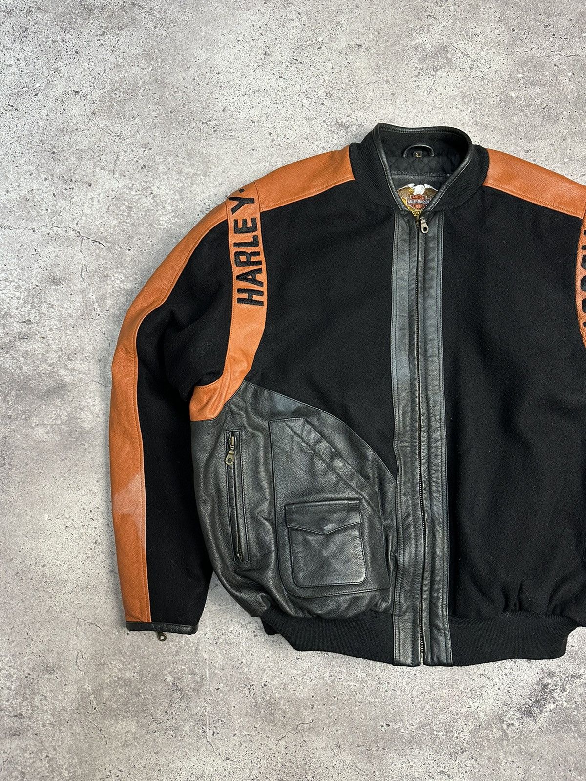 Harley Davidson × Vintage Vintage Harley Davidson Leather/Wool Bomber Jacket Archival Size US XL / EU 56 / 4 - 5 Thumbnail