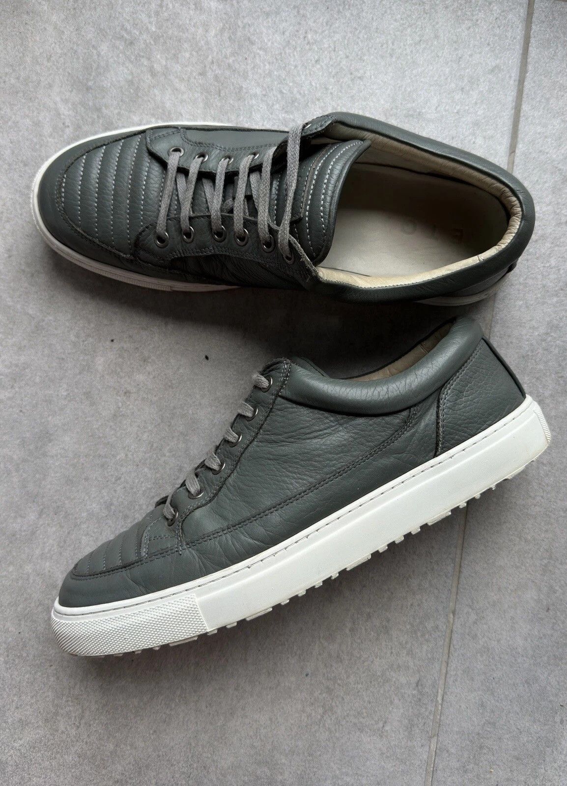 Vintage ETQ Amsterdam Low Designer Gray Mens Leather Trainers Shoes Size US 12 / EU 45 - 1 Thumbnail