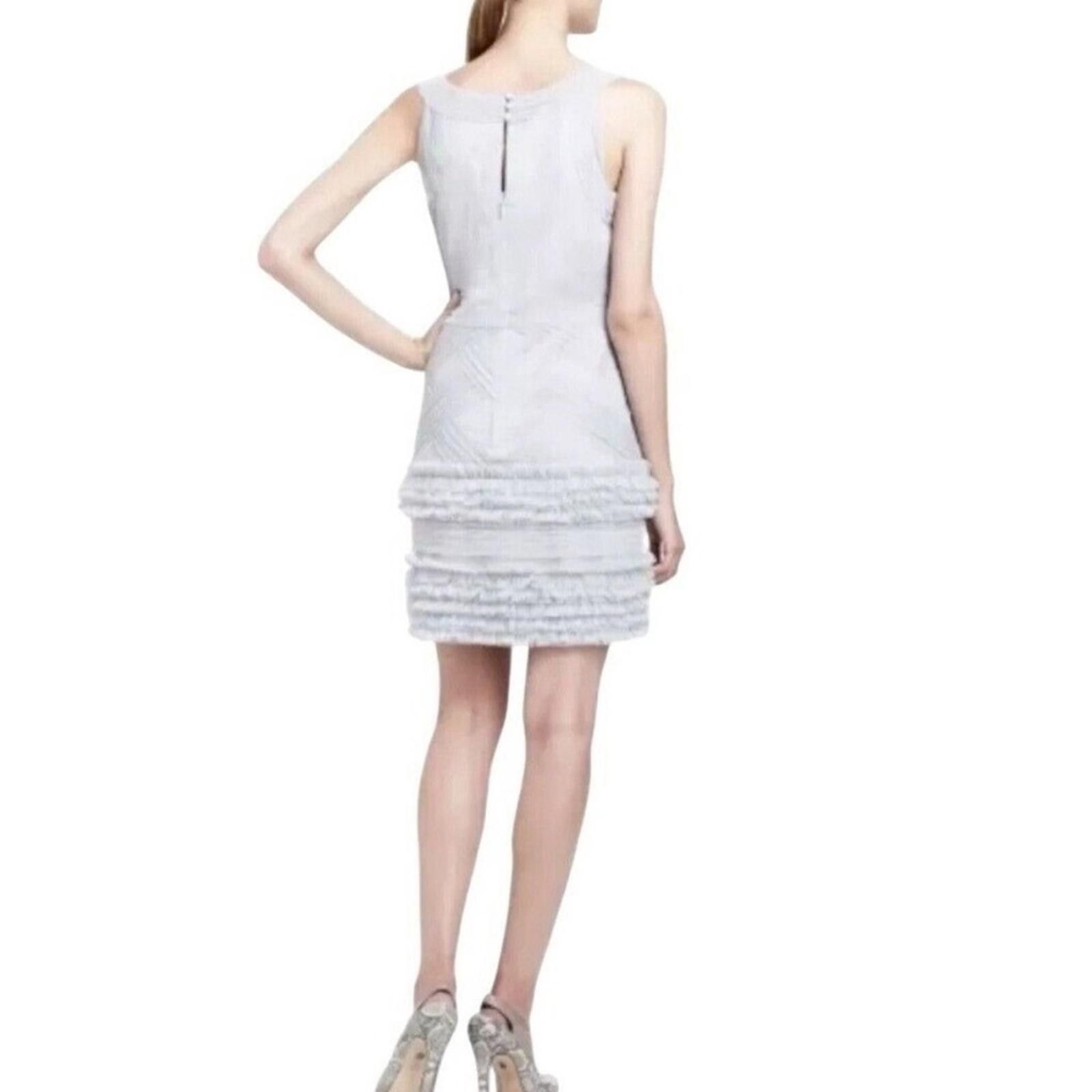 Bcbgmaxazria BCBGMaxAzria Annie Pearl Gray Lace Tulle Ruffle Mini Dress 0 Size XS / US 0-2 / IT 36-38 - 3 Thumbnail