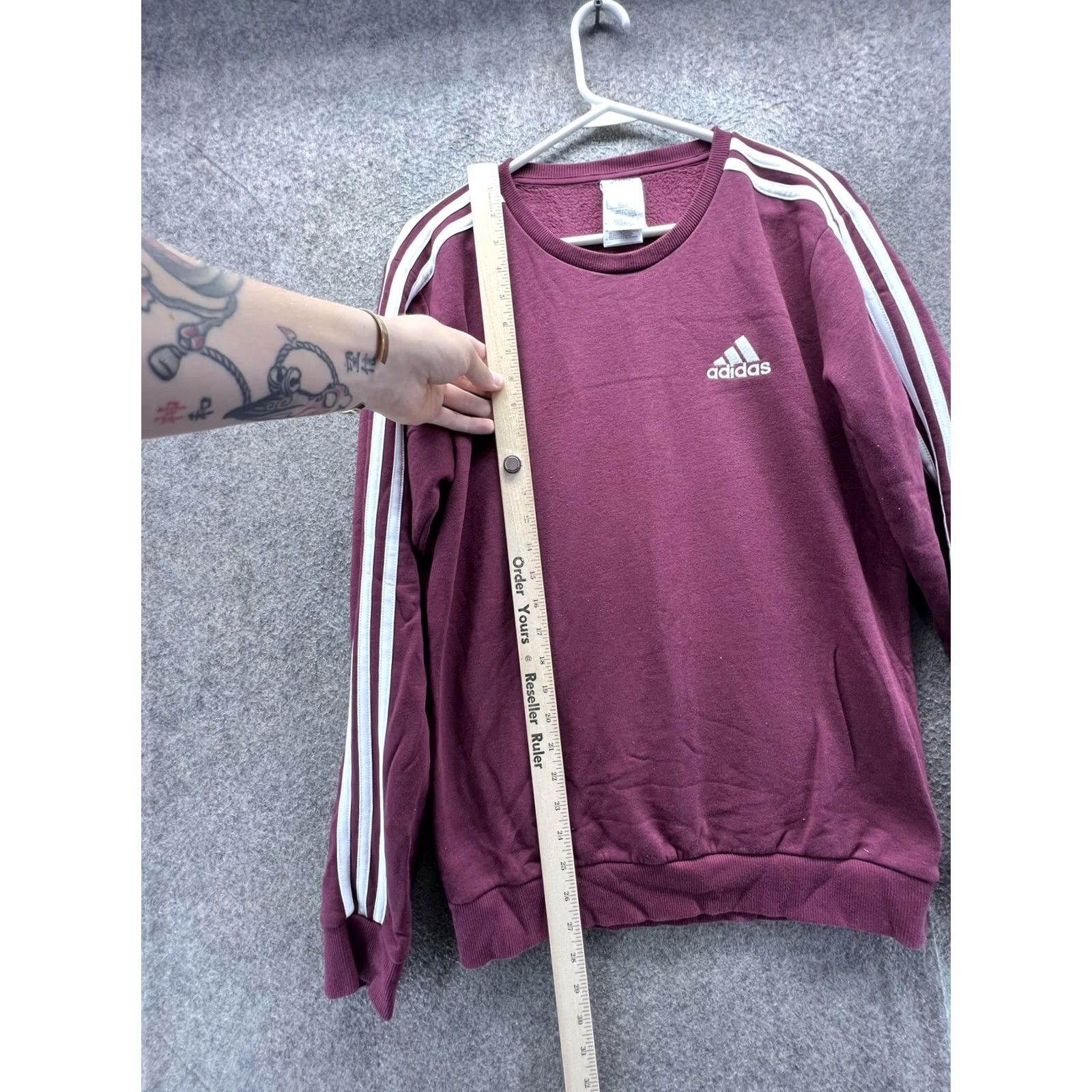 Adidas Adidas Sweatshirt Womens Small Purple Fleece 3 Stripe Crewneck Pullover Top Size S / US 4 / IT 40 - 5 Thumbnail