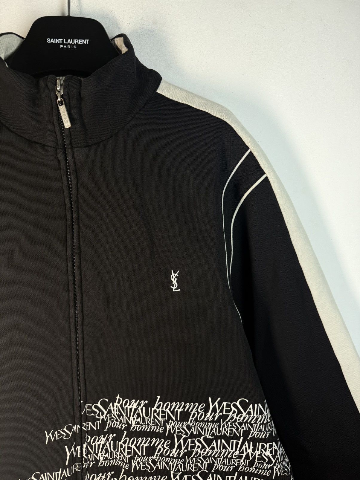 Yves Saint Laurent Black YSL Sweatshirt Zip Multilogo YSL Sweater YSL Jacket Size US XL / EU 56 / 4 - 1 Thumbnail