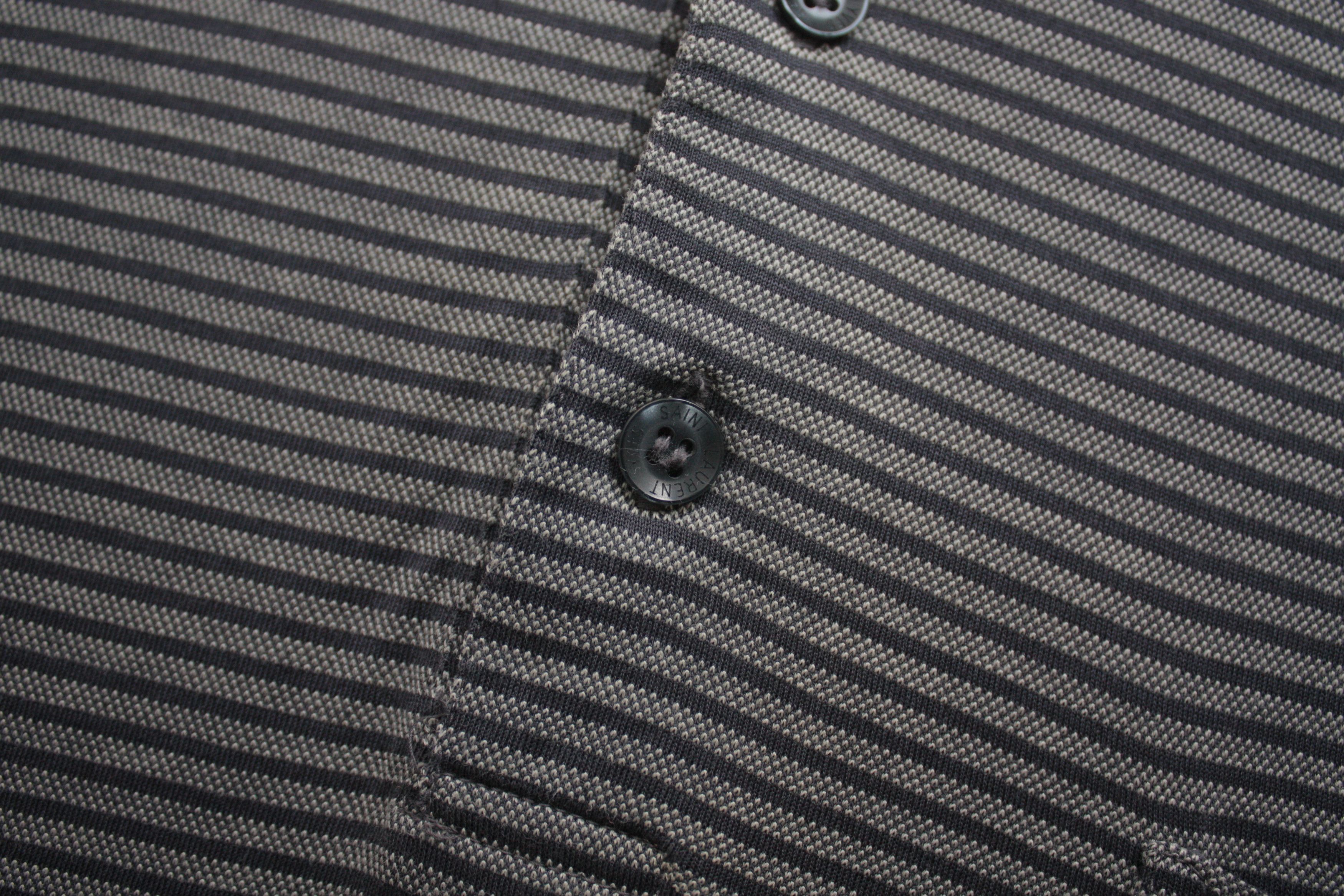 Vintage Yves Saint Laurent Gray Striped Vintage Polo Men's M Size US M / EU 48-50 / 2 - 6 Thumbnail