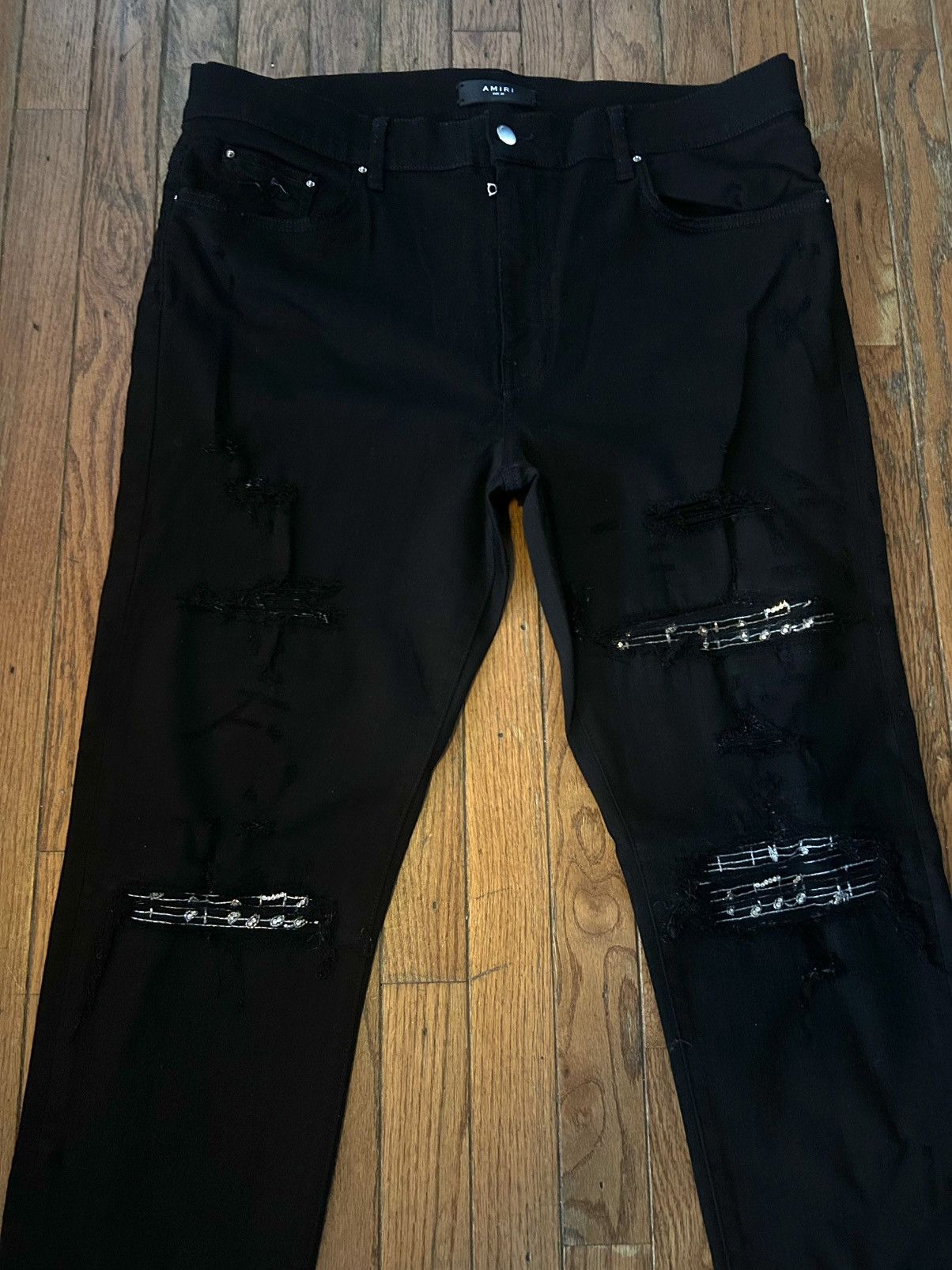 Amiri Amiri Black Silver Crystal Music Note Skinny Jeans - Size 38 Size US 38 / EU 54 - 3 Thumbnail