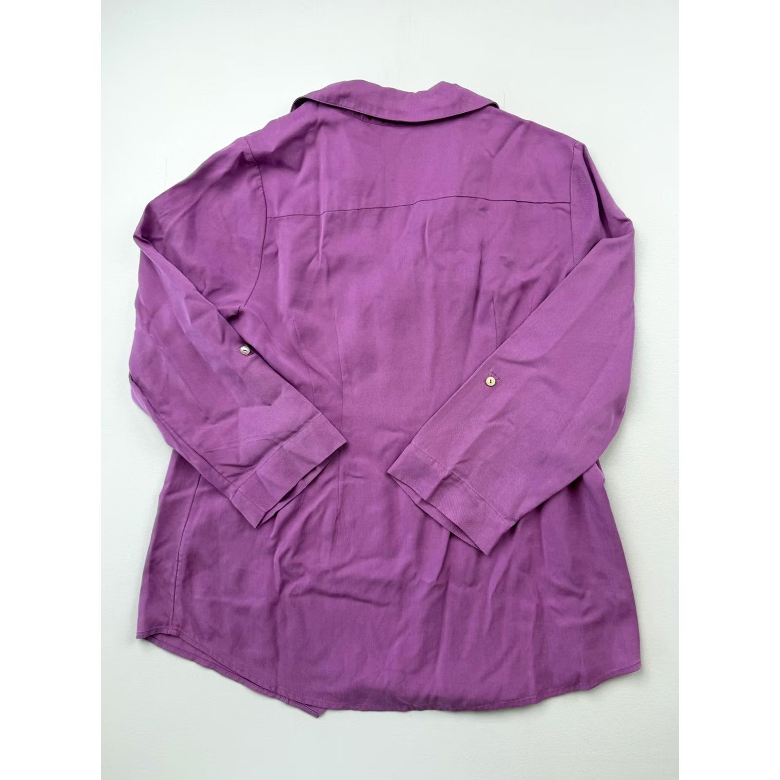 Soft Surroundings Soft Surroundings Blouse Womens XL Purple 3/4 Sleeve Tunic Top Button Hem Casual Everyday Office-Casual V-Neck Solid Size XL / US 12-14 / IT 48-50 - 2 Thumbnail