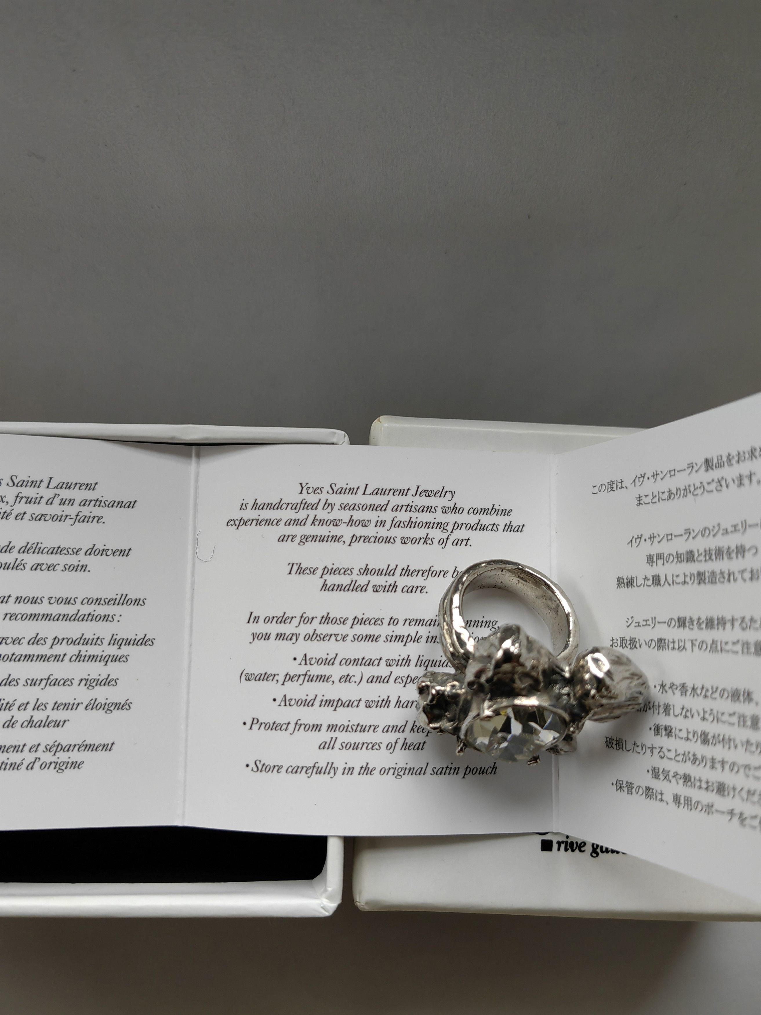 Yves Saint Laurent Authentic Saint Laurent Ring Crystal Stone Silver-tone Size ONE SIZE - 6 Thumbnail