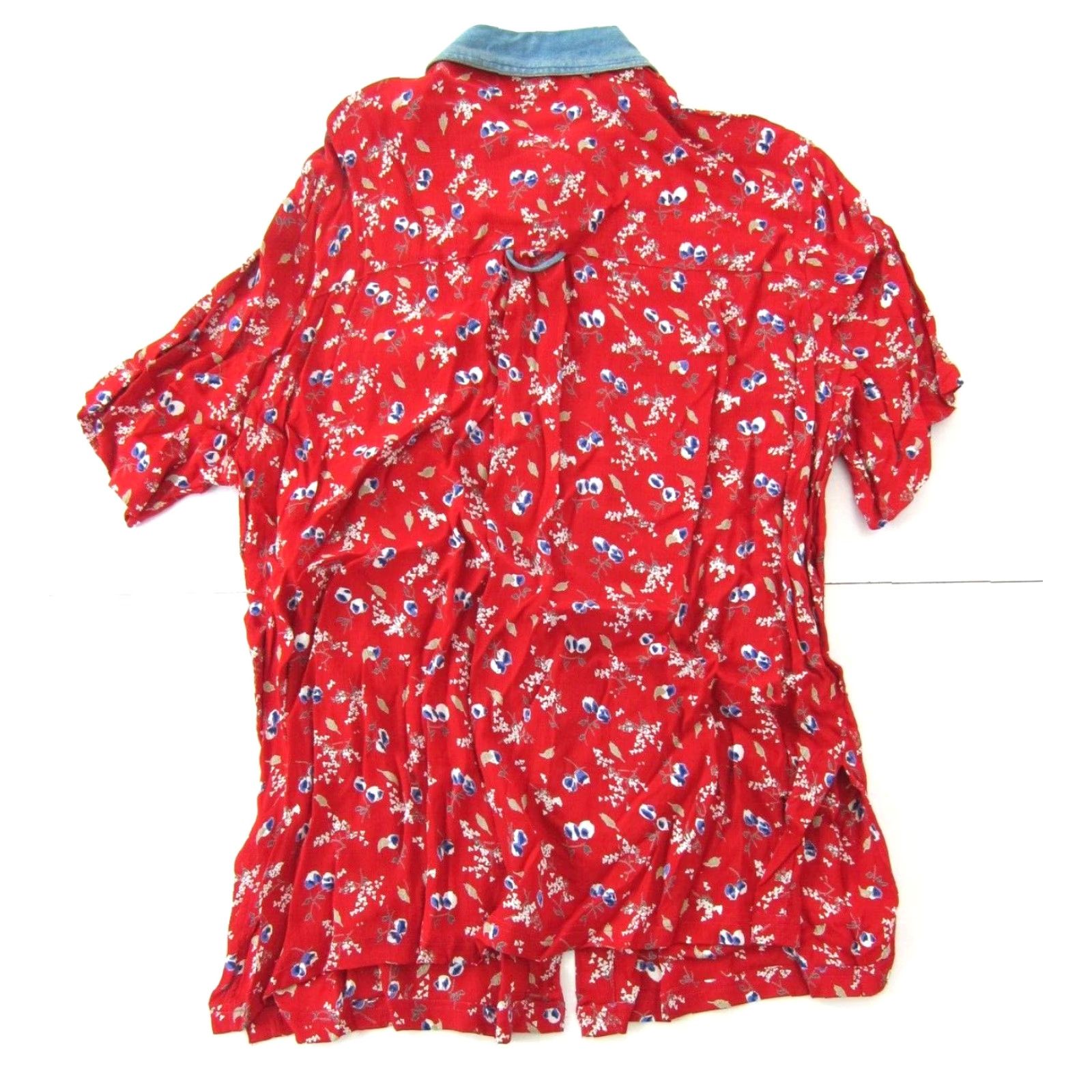 Vintage VINTAGE NWT 100% RAYON Red Floral Collared Button Down Blouse 18W Delta Burke Womens Blouse Size XXL / US 16-18 / IT 52-54 - 2 Thumbnail