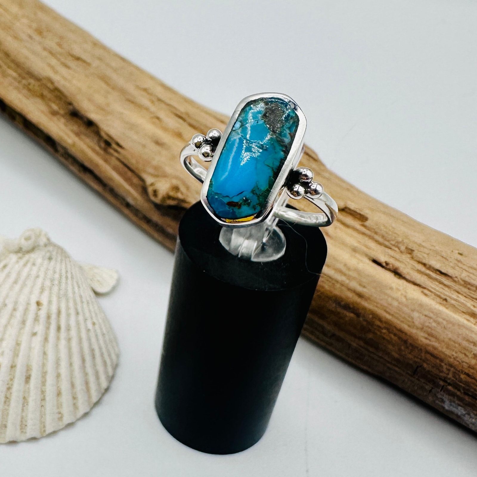 The Unbranded Brand Sterling Silver Turquoise Statement Ring Size ONE SIZE - 1 Thumbnail