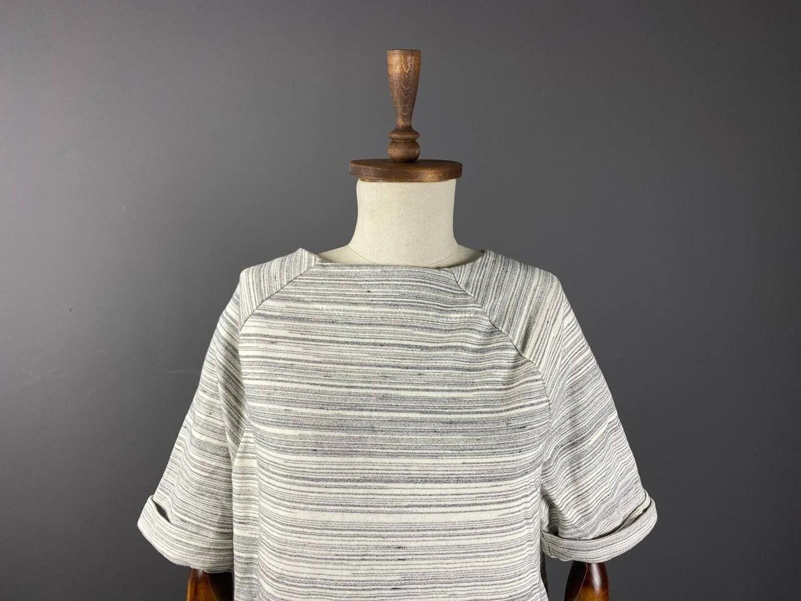 Designer Toast Gray Stripe Relaxed Sweater Midi Dress Size 10 Size XS / US 0-2 / IT 36-38 - 3 Thumbnail