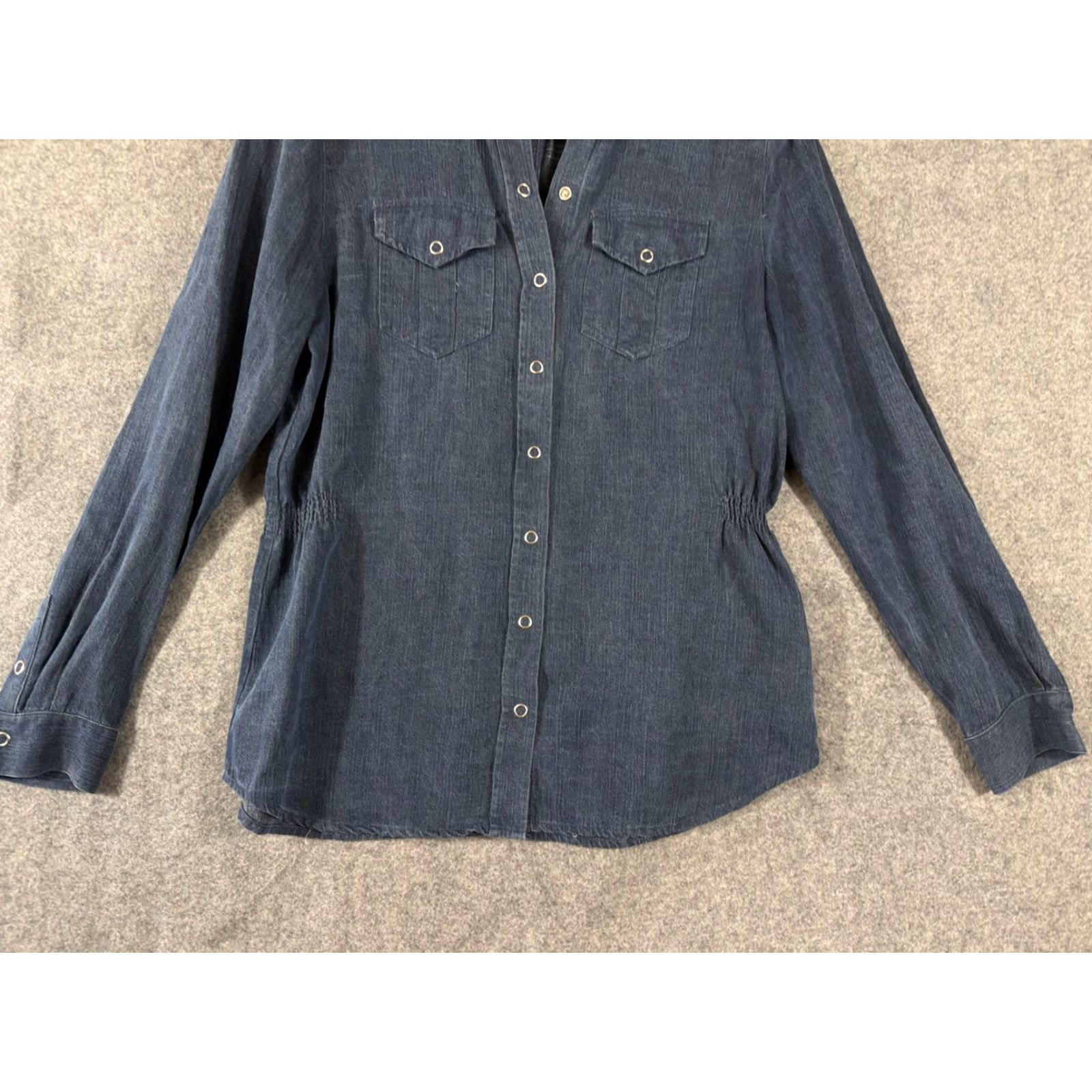 Madison Madison Hill Shirt Womens M Blue Denim Snap Front Long Sleeve Western Style Size M / US 6-8 / IT 42-44 - 4 Thumbnail