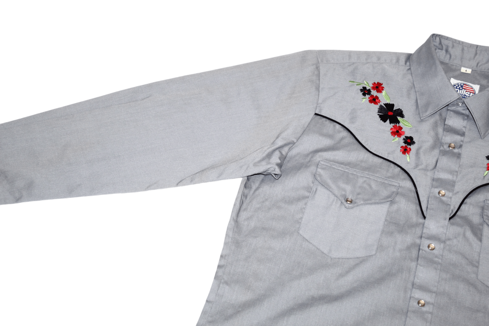 Cowboy Equipment 70's MILLER Western Wear Pearl Snap button Shirt Size US L / EU 52-54 / 3 - 6 Thumbnail