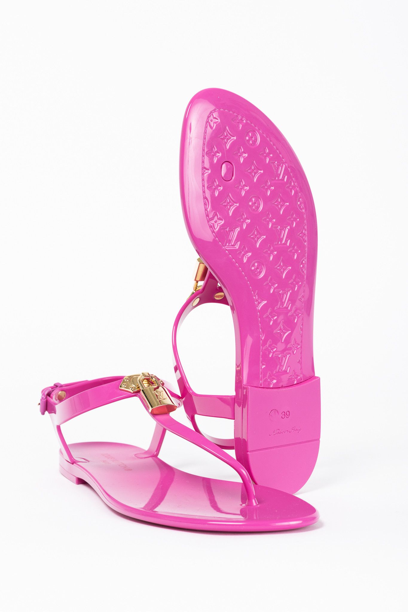 Louis Vuitton Louis Vuitton Bikini Magenta Flat Padlock Thong Sandals Size US 8.5 / IT 38.5 - 5 Thumbnail