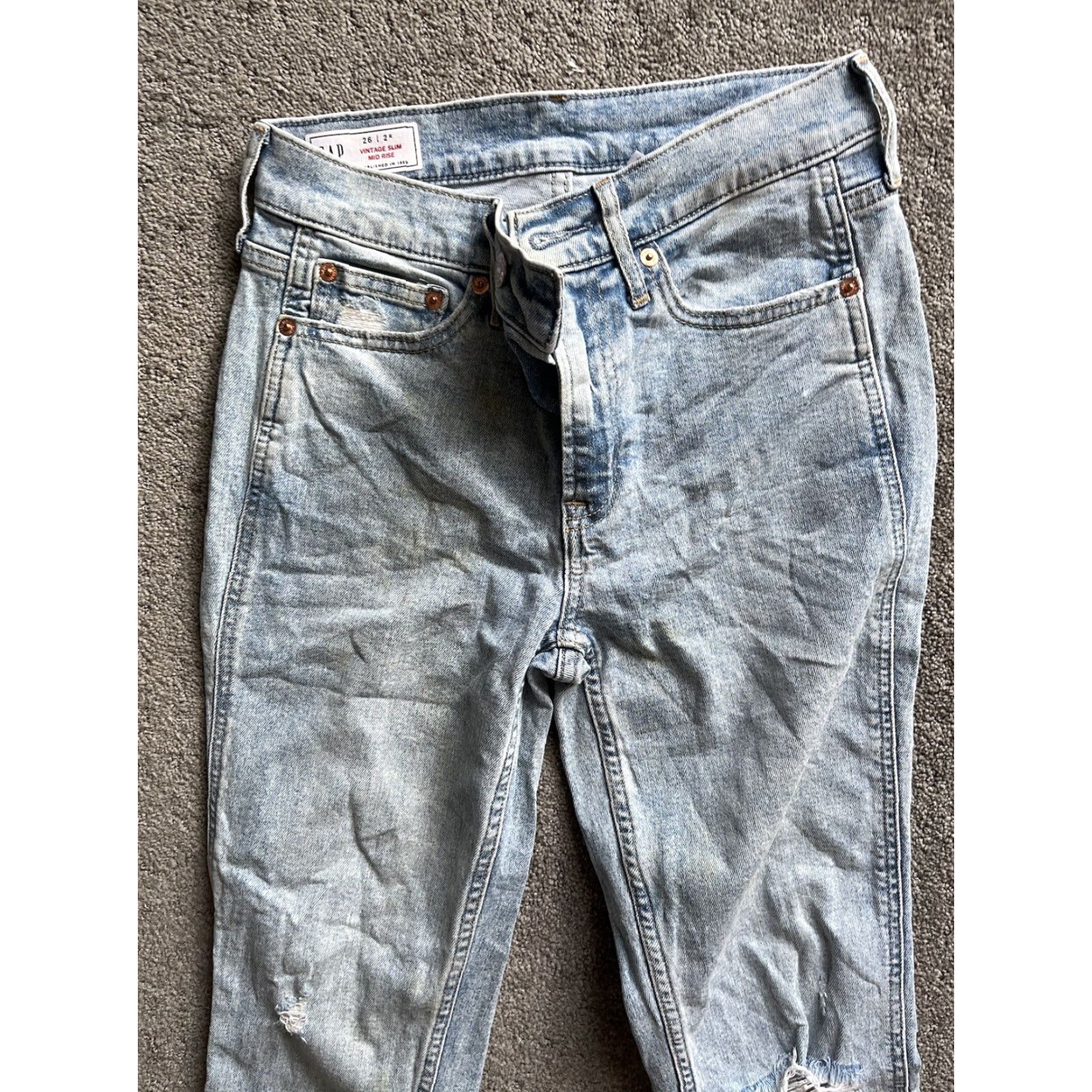 Gap GAP Women's Slim High Rise Jeans 26 Regular Size Medium Wash Denim Stretch 90s Retro Vintage Style Size 26" / US 2 / IT 38 - 2 Thumbnail