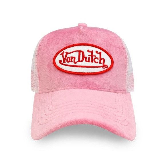 Designer × Von Dutch NWT VON DUTCH PINK CRUSH VELVET TRUCKER HAT Size ONE SIZE - 1 Thumbnail