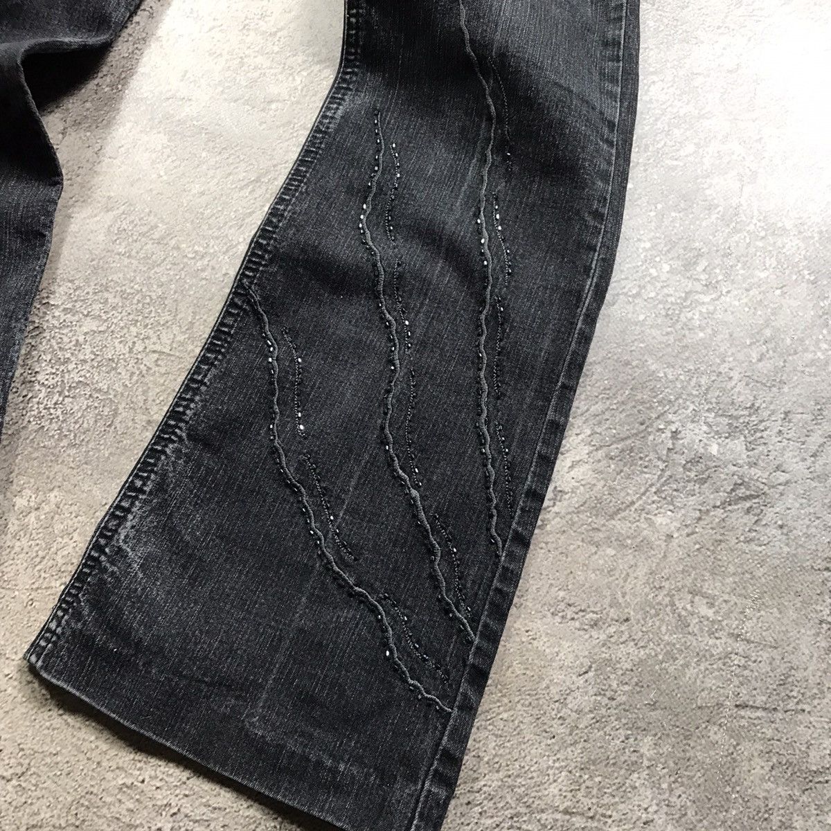 Vintage Vintage 90s Faded Distressed Wide Leg Jeans Grunge Logo 26 Size 26" / US 2 / IT 38 - 3 Thumbnail
