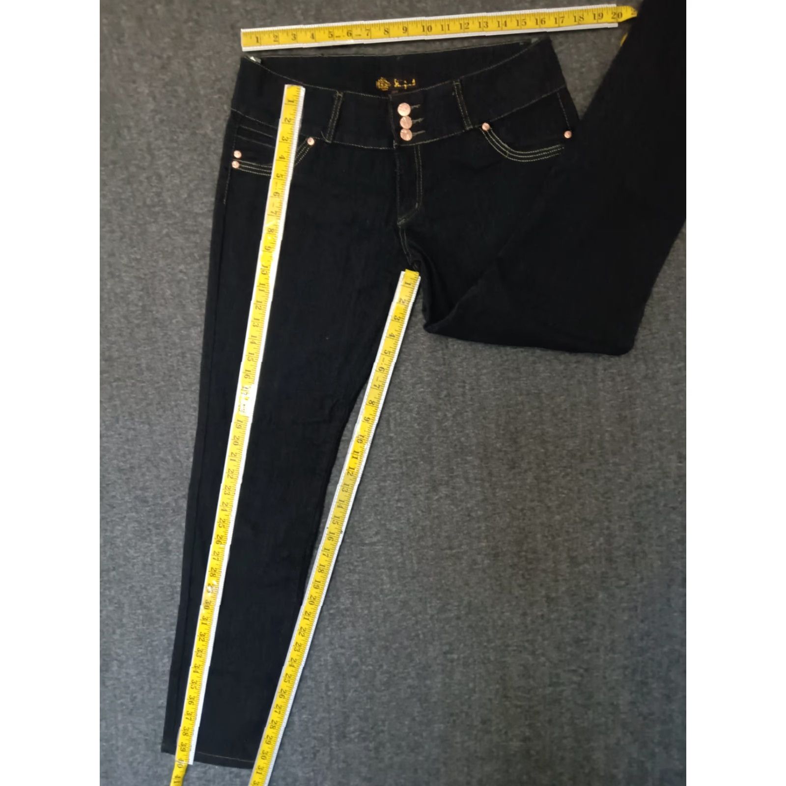 Vintage Unbranded Jeans 3 Button Closure Dark Wash Skinny Black Women's 19/20 Size 40" / US 18 - 4 Thumbnail