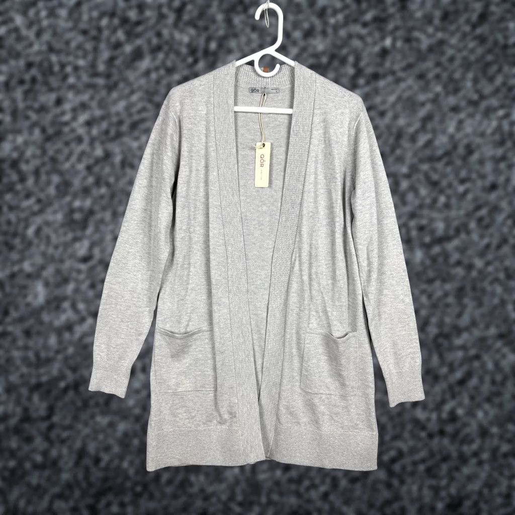 Vintage QOR Cardigan Sweater Womens Large Gray Merino Wool Blend Open Knit NWT Size L / US 10 / IT 46 - 1 Thumbnail