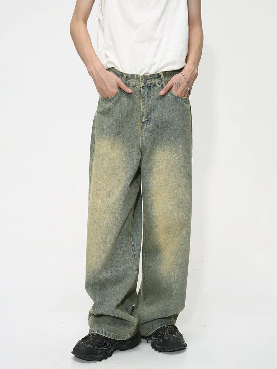 Vintage Japanese retro loose distressed washed gradient jeans Size US 32 / EU 48 - 1 Thumbnail