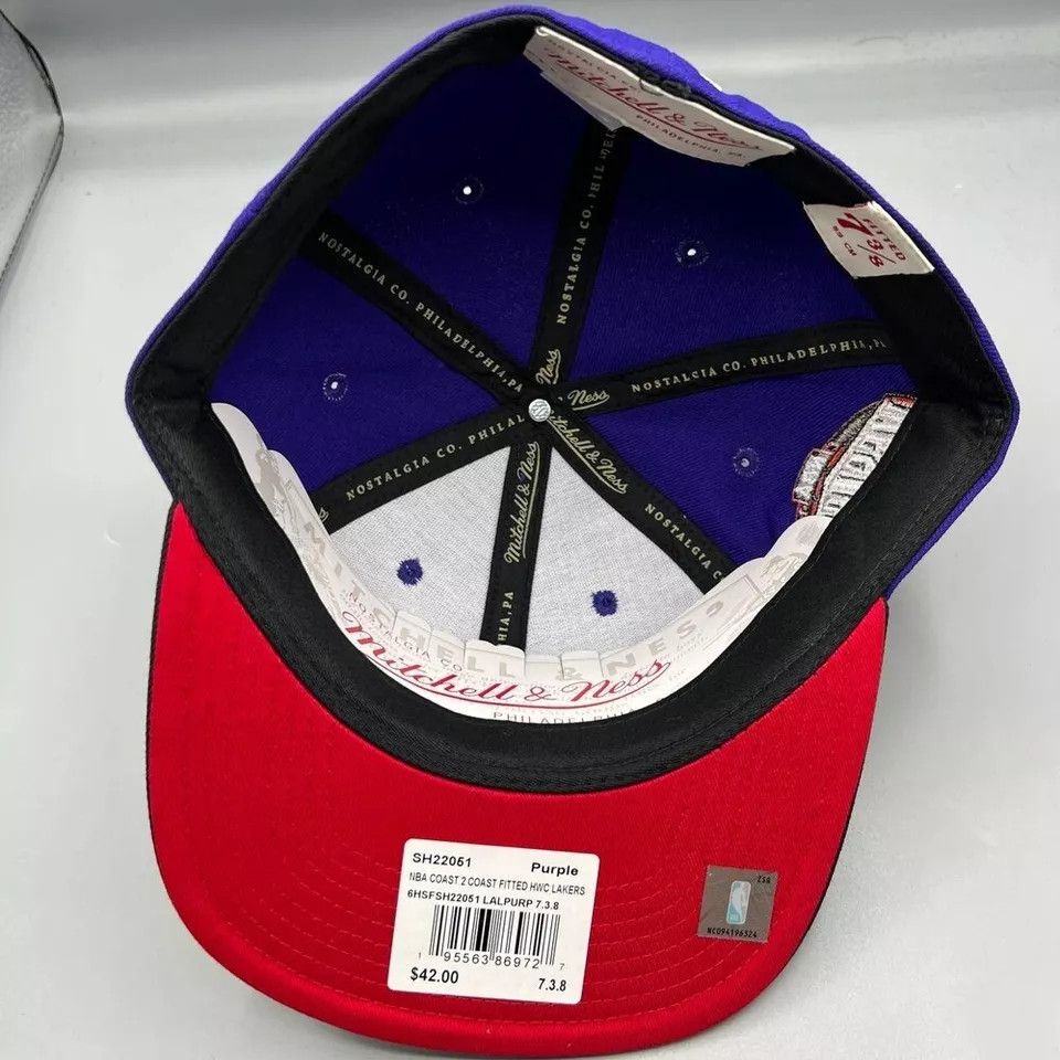 Mitchell & Ness Los Angeles LA Lakers Hat Men 7 3/8 Purple NBA Fitted Cap Size ONE SIZE - 4 Thumbnail