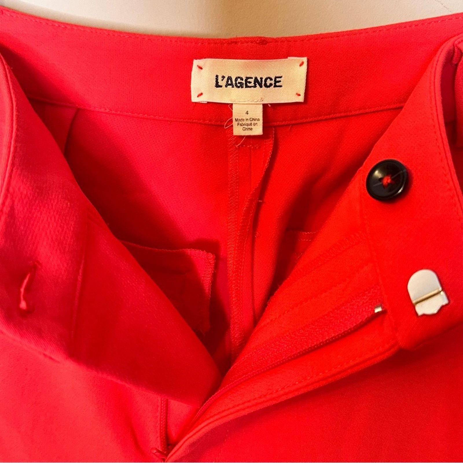 L’AGENCE Tailored High Rise Tapered Work Trouser Red Size 4