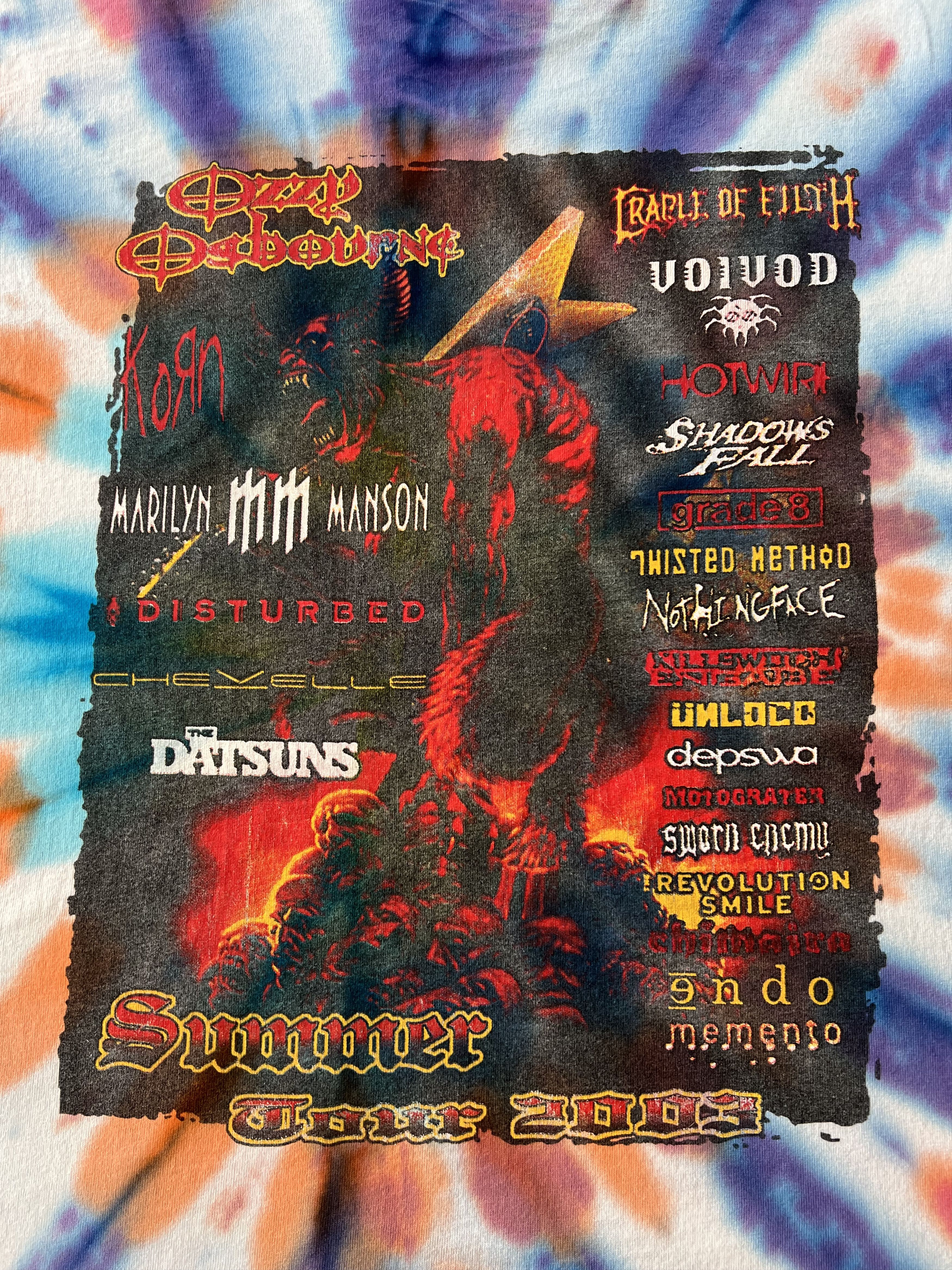 Band Tees Vintage 2003 Ozzy Osbourne Ozzfest Korn Tie Dye T-shirt Size US L / EU 52-54 / 3 - 11 Thumbnail
