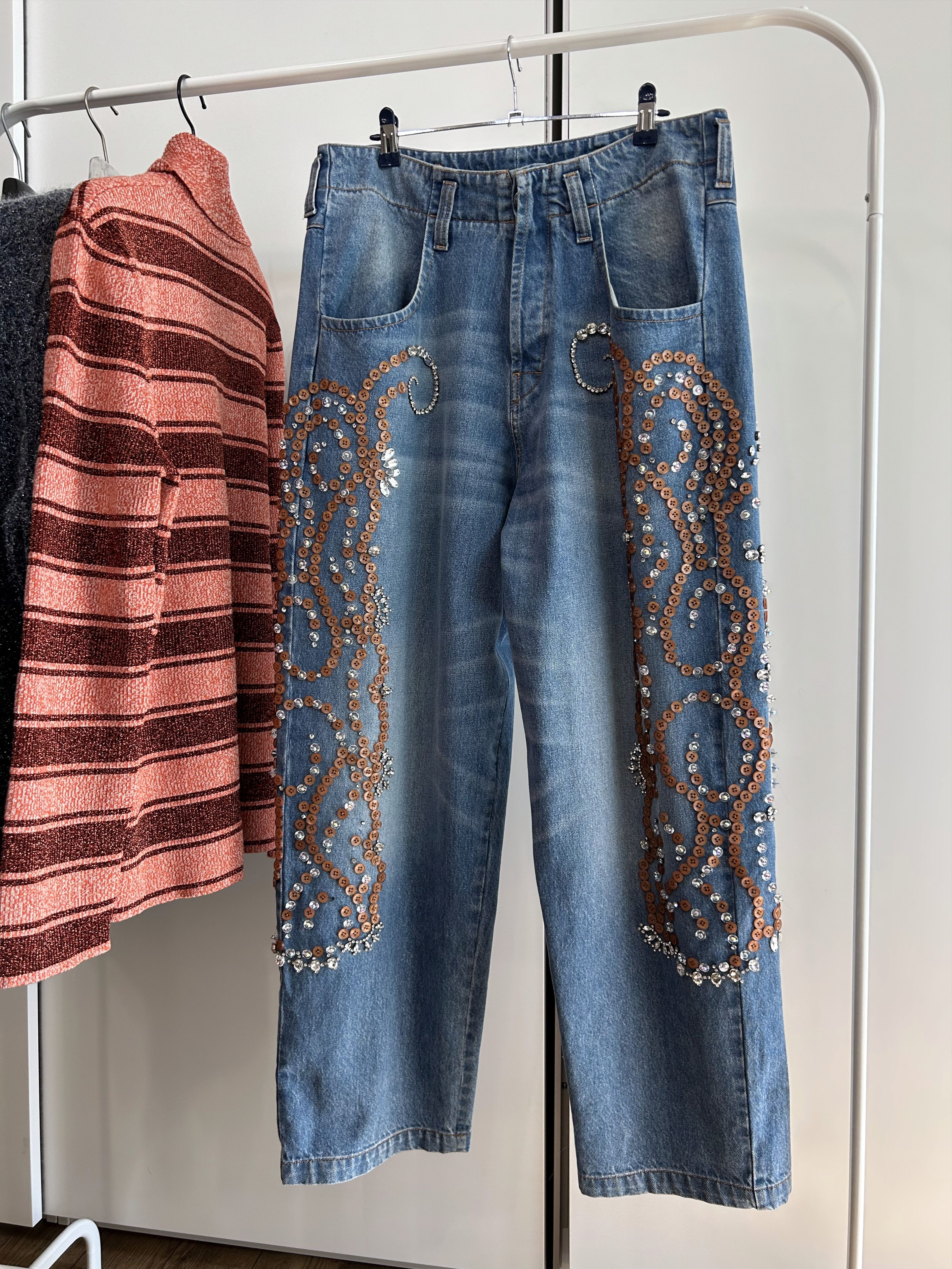 Blluemade BLUEMARBLE Beaded Embellished Denim Pants Size US 31 - 2 Thumbnail